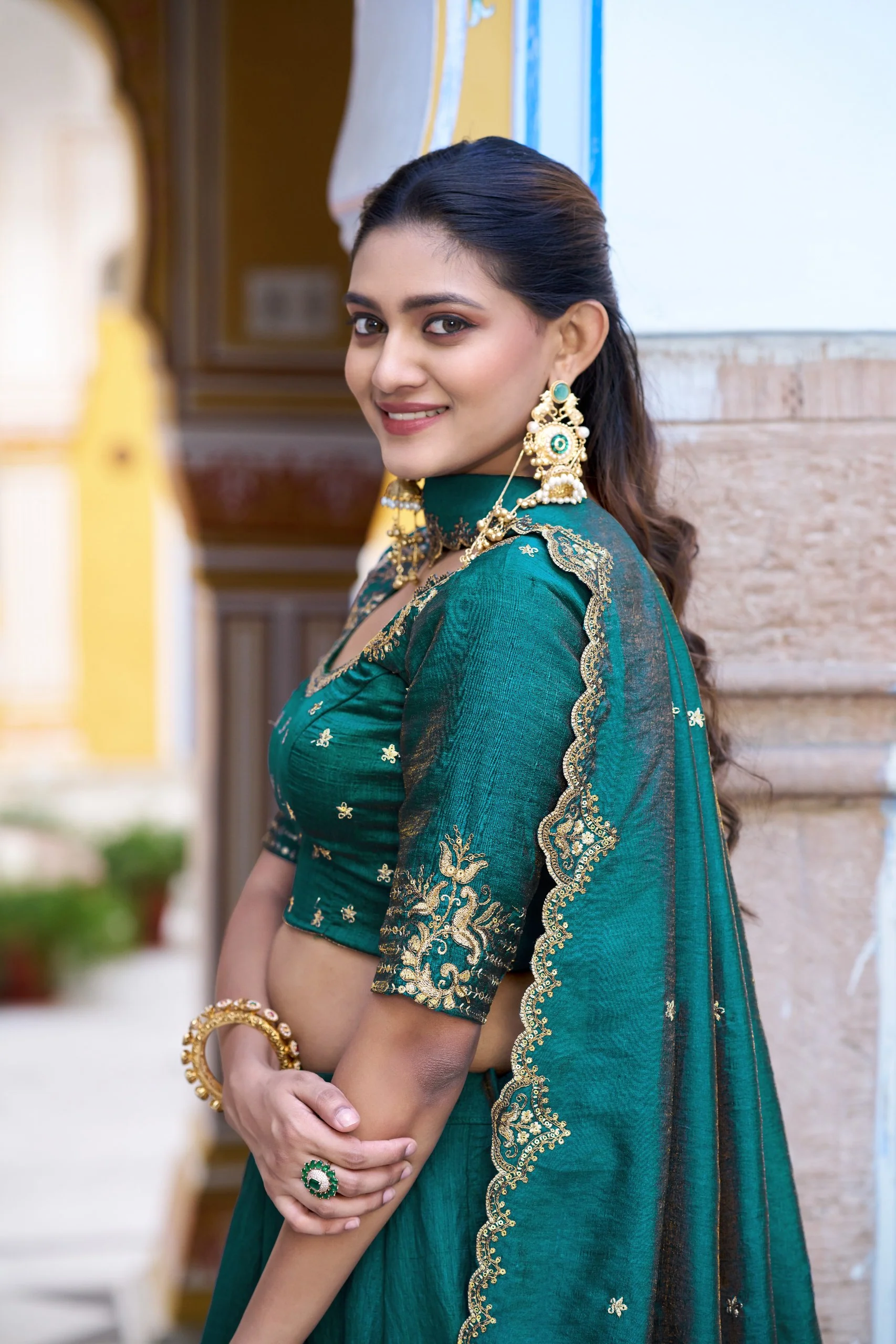 Premium NC Silk Sequins Embroidered Lehenga Choli with Dupatta Set for Women - Image 12