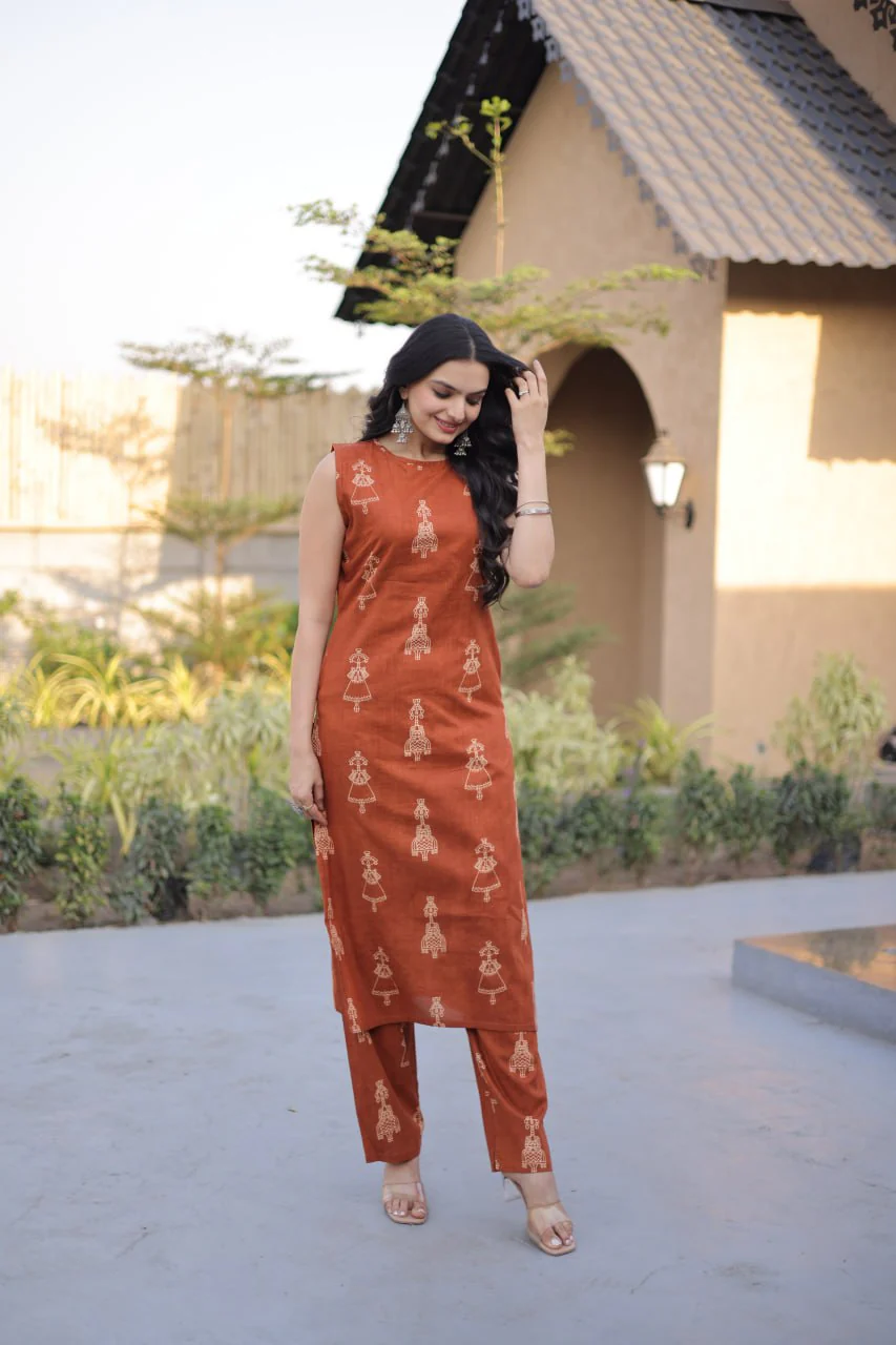 Premium Printed Cotton Kurti with Pant Set for Women - Image 3