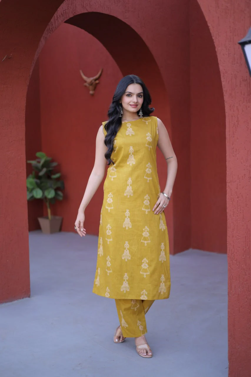Premium Printed Cotton Kurti with Pant Set for Women - Image 5