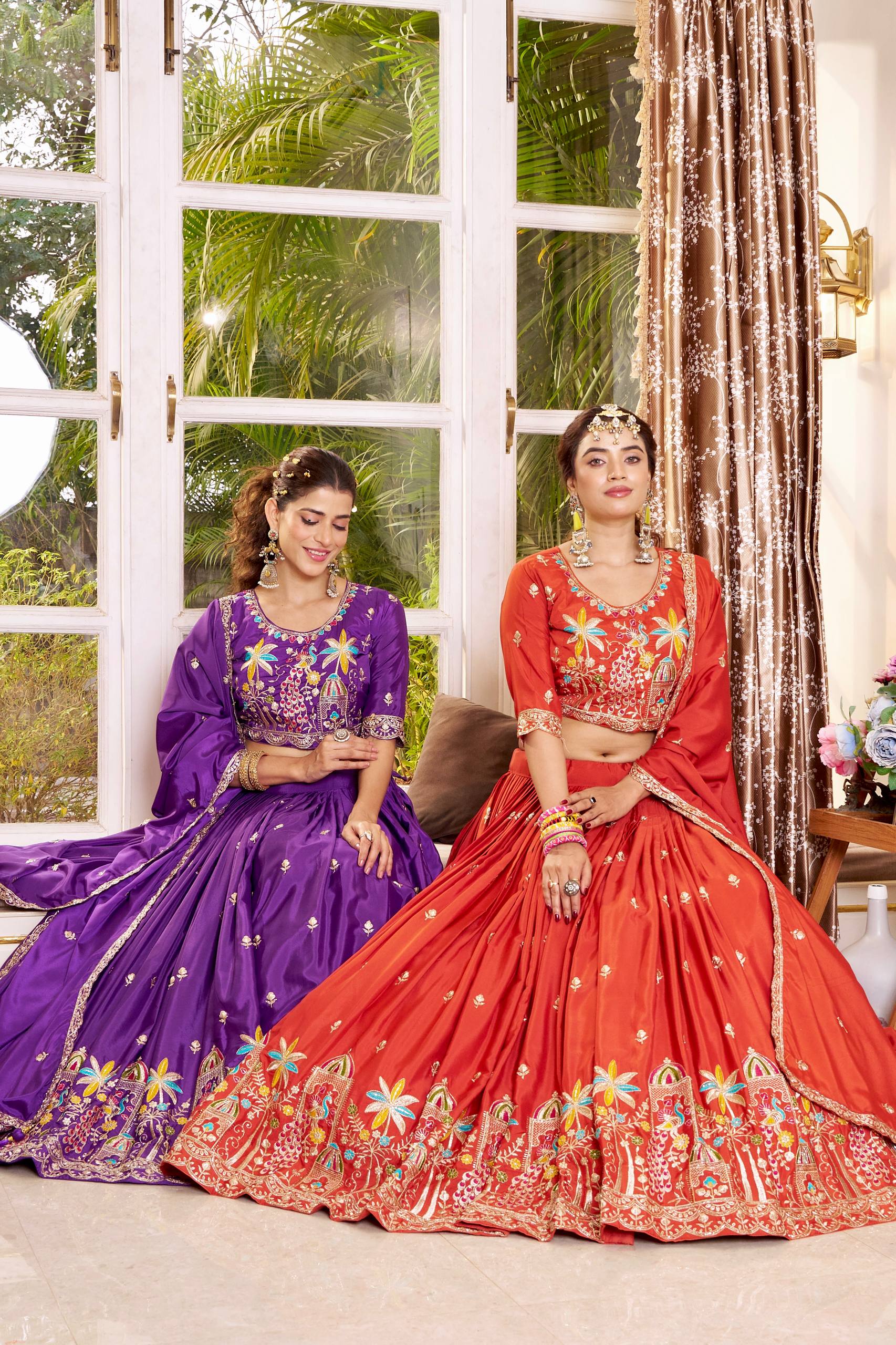 Premium Pure Crepe Silk Heavy Embroidery Wedding Lehenga Choli Set with Dupatta - Image 8