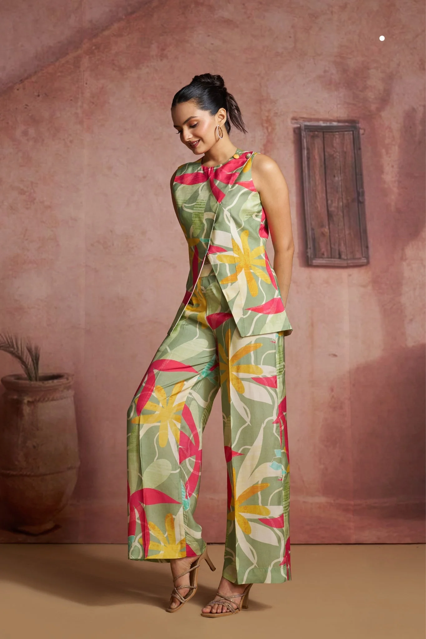 Premium Pure Muslin Silk Floral Co Ord Set - Image 2