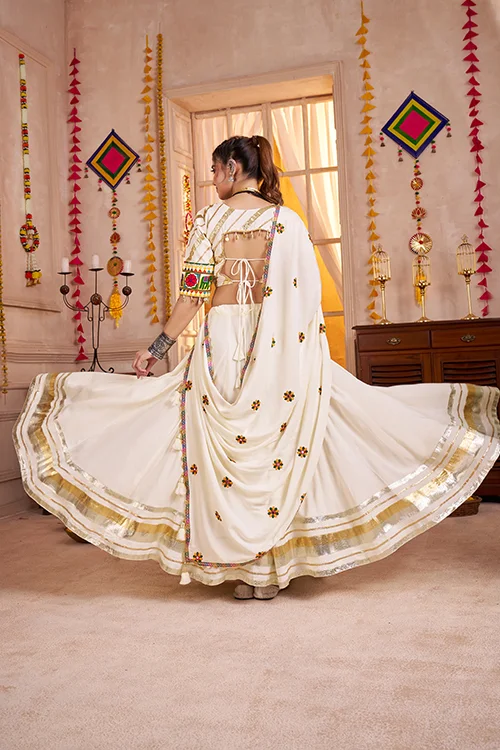 Premium White Cotton Chaniya Choli for Navratri - Image 4