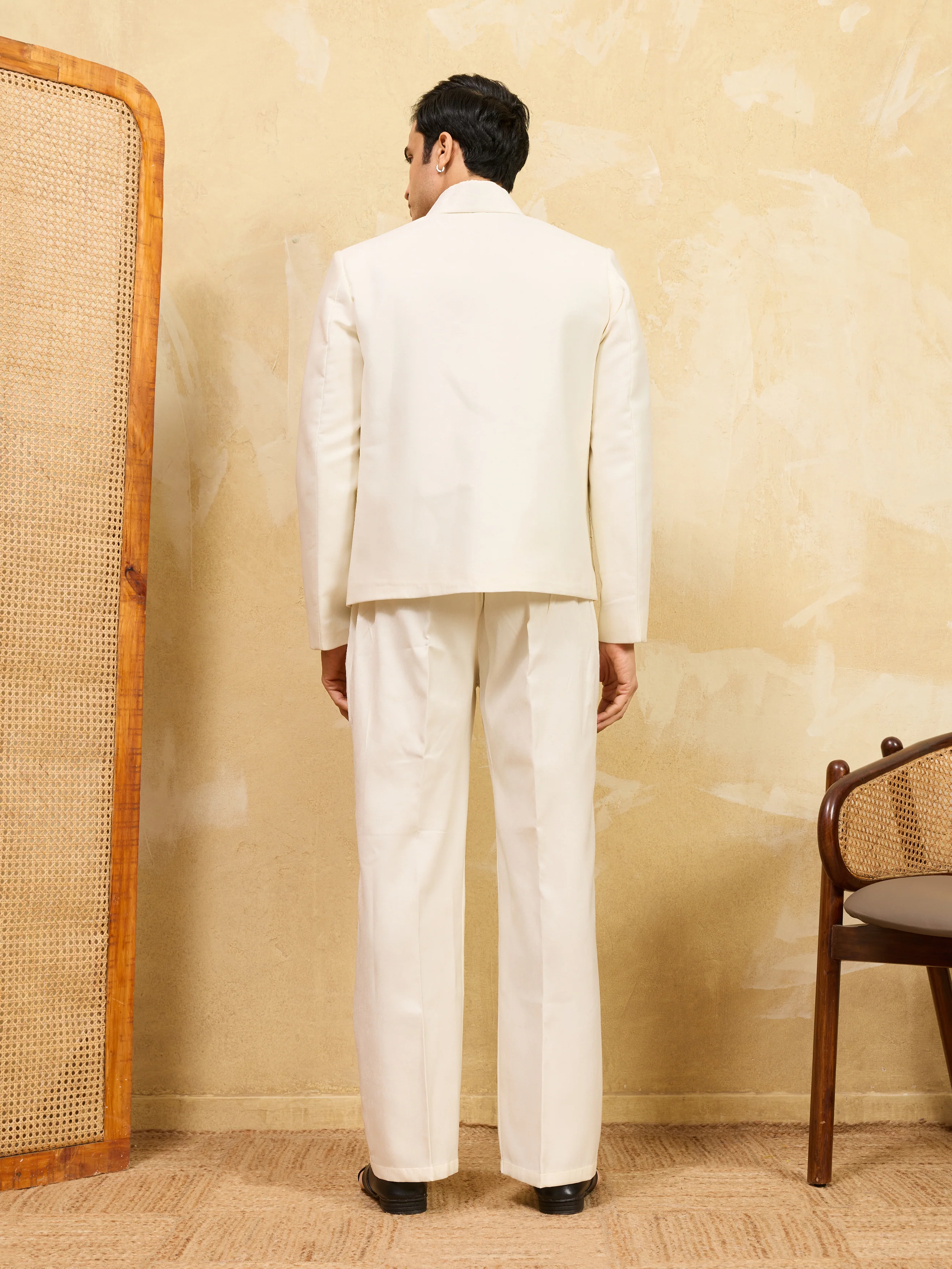 Premium White Bomber Jacket Featuring Multi Thread Sequin Work with Pant - Image 6