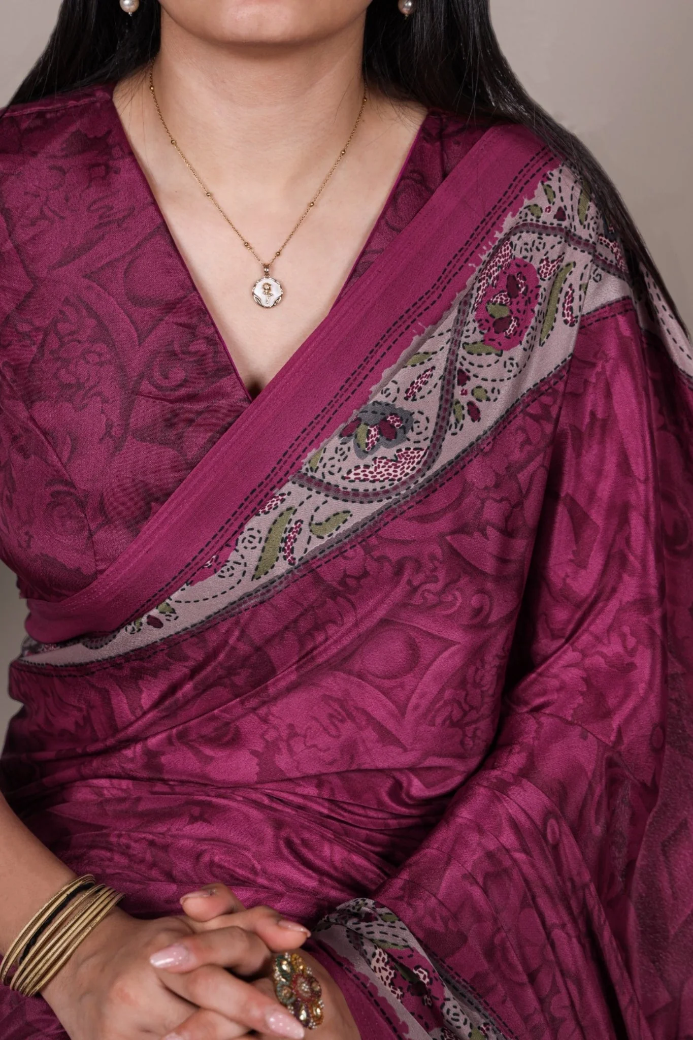 Printed Crepe Saree - Image 8