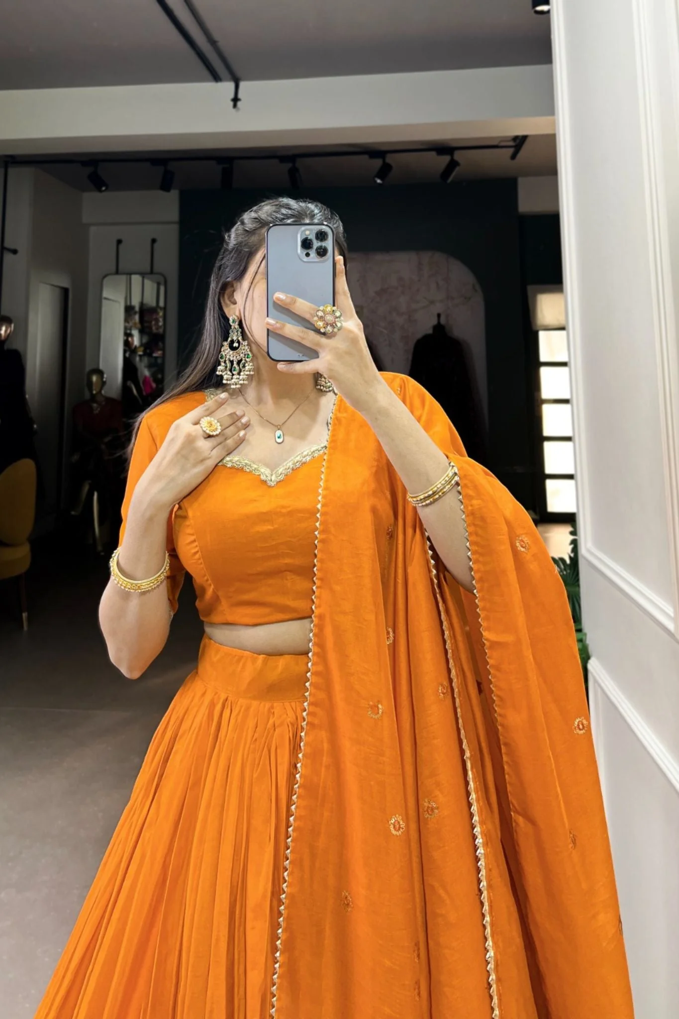 Pure Chanderi Plain With Zari Weaving Work Lehenga Choli - Image 34