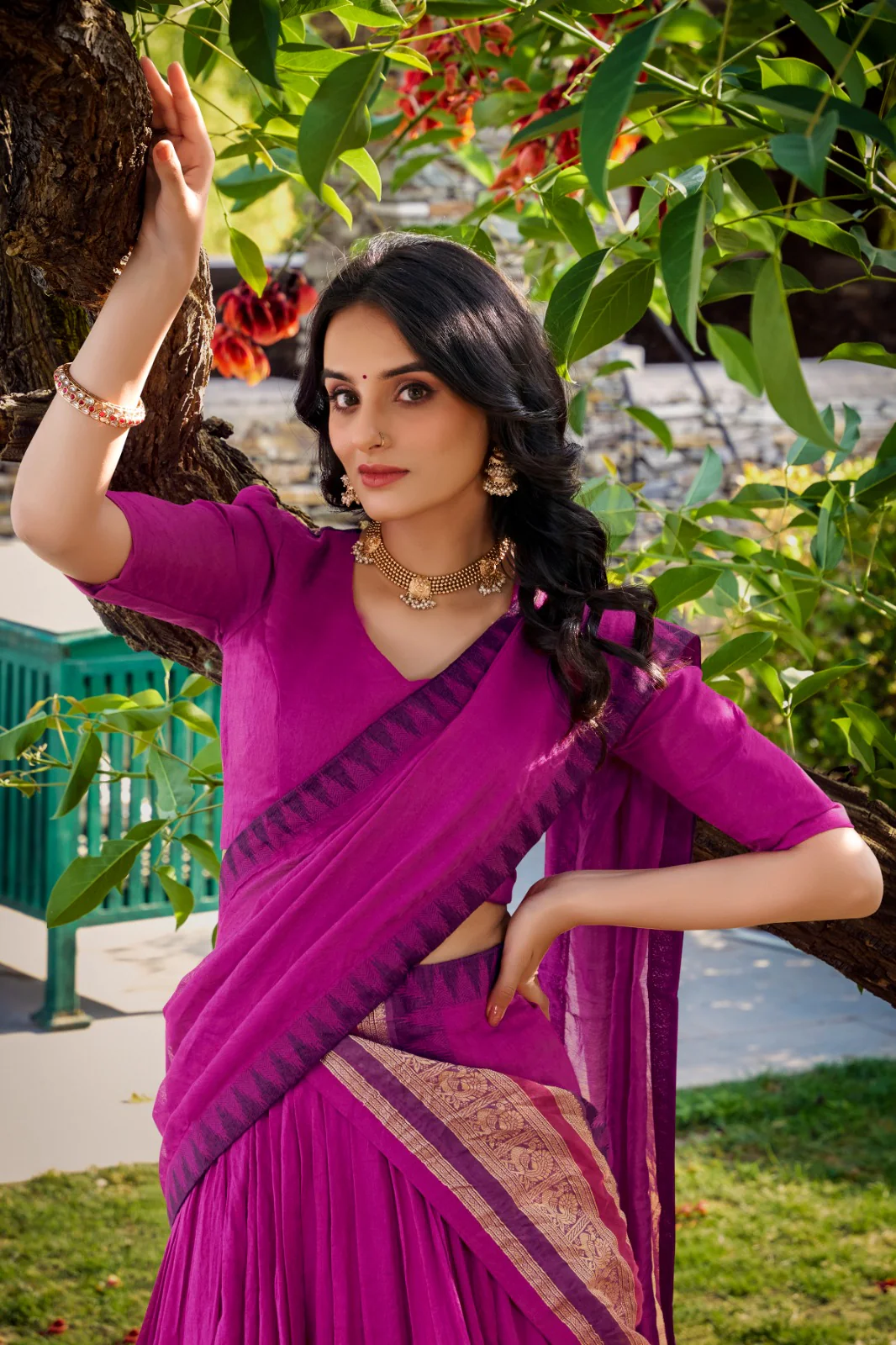 Pure Chanderi Zari Border Lehenga Choli with Dupatta - Image 11