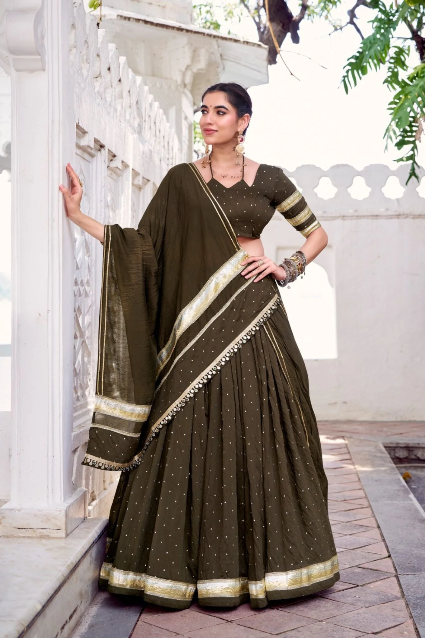 Pure Chanderi Zari Weaving Lehenga Choli Set For Festive And Wedding Special - Image 10