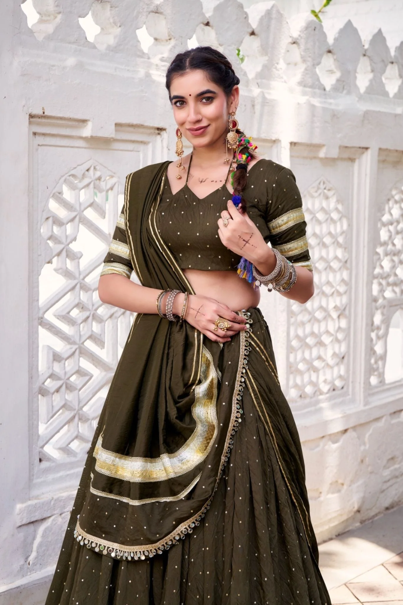 Pure Chanderi Zari Weaving Lehenga Choli Set For Festive And Wedding Special - Image 11