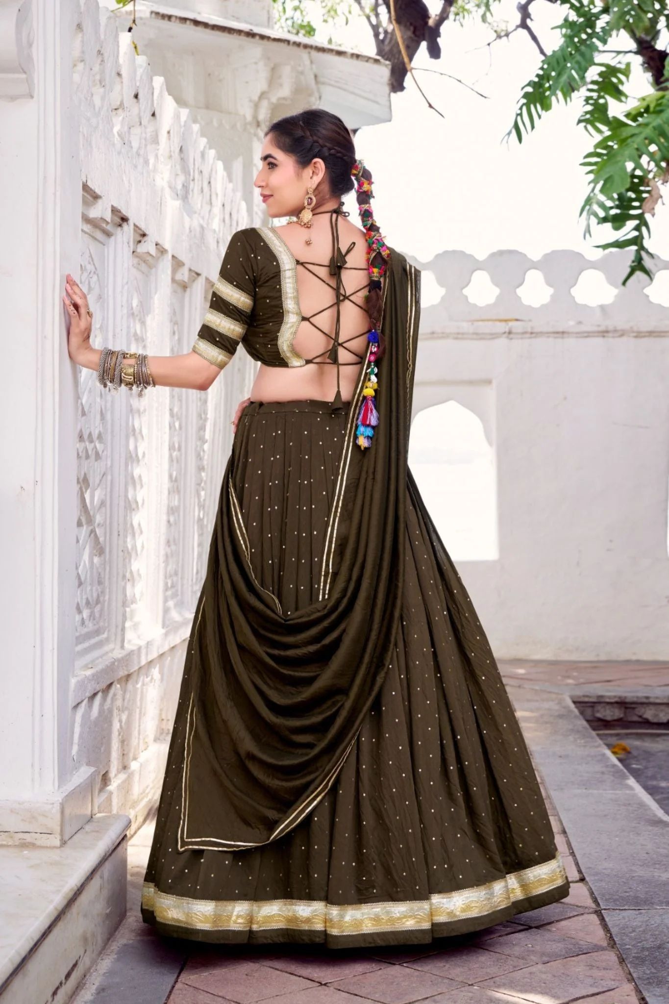 Pure Chanderi Zari Weaving Lehenga Choli Set For Festive And Wedding Special - Image 12