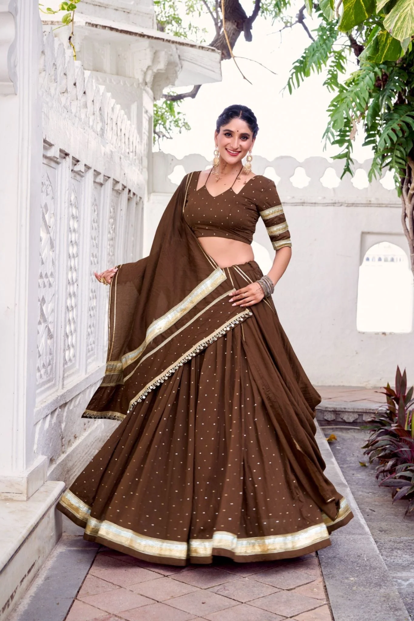 Pure Chanderi Zari Weaving Lehenga Choli Set For Festive And Wedding Special - Image 13