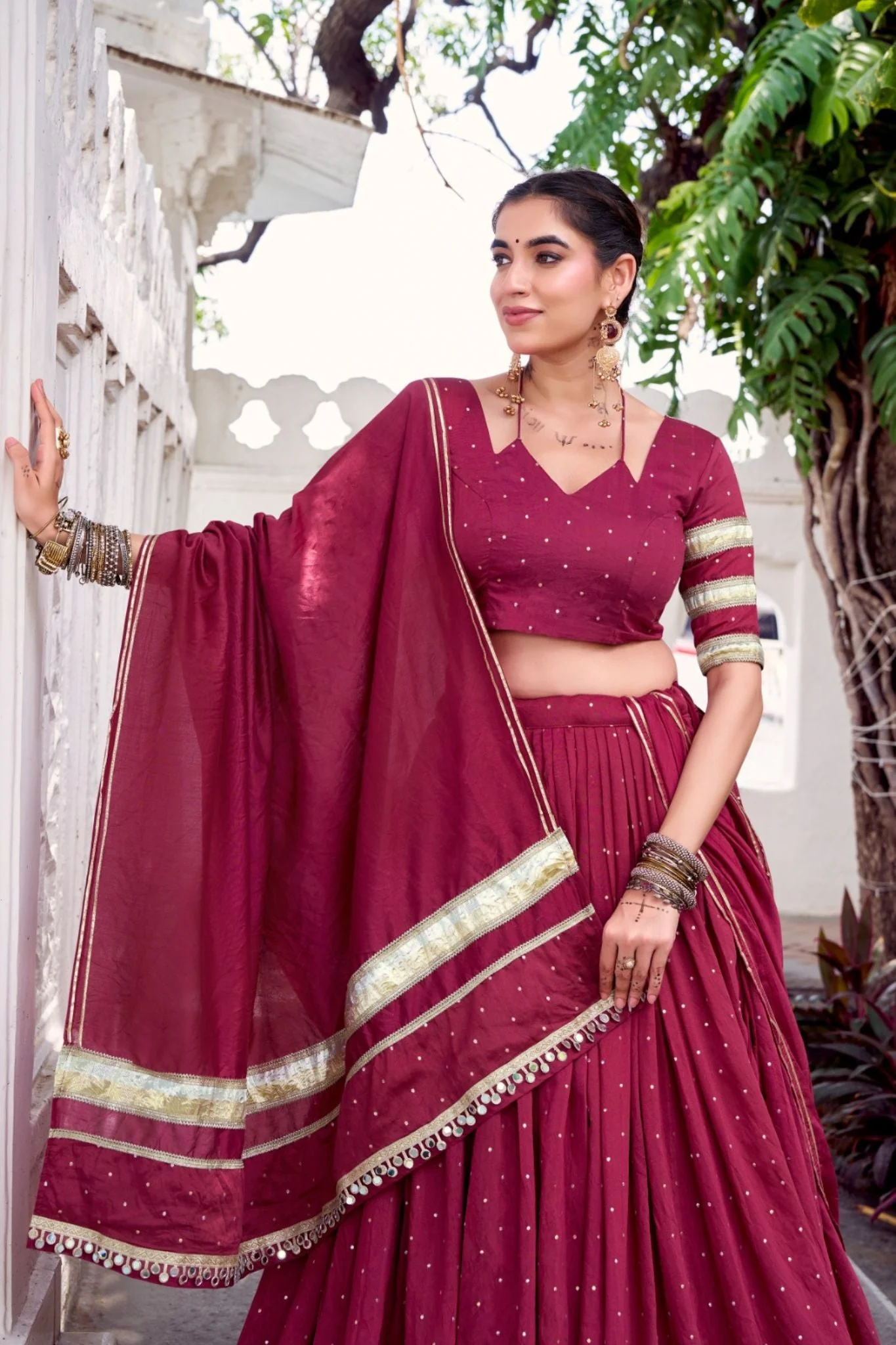 Pure Chanderi Zari Weaving Lehenga Choli Set For Festive And Wedding Special - Image 4