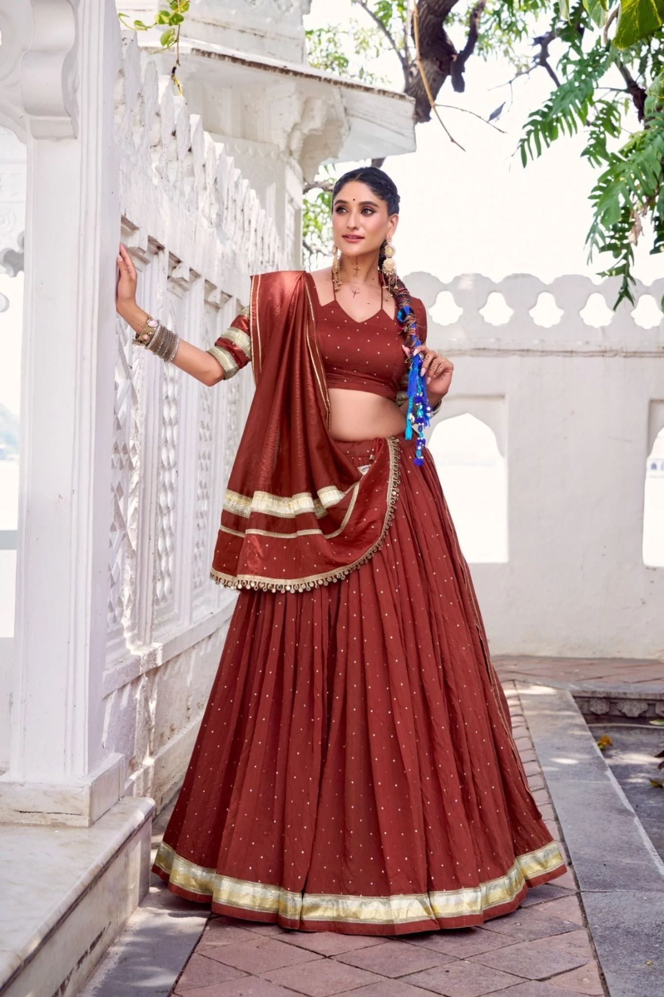 Pure Chanderi Zari Weaving Lehenga Choli Set For Festive And Wedding Special - Image 5