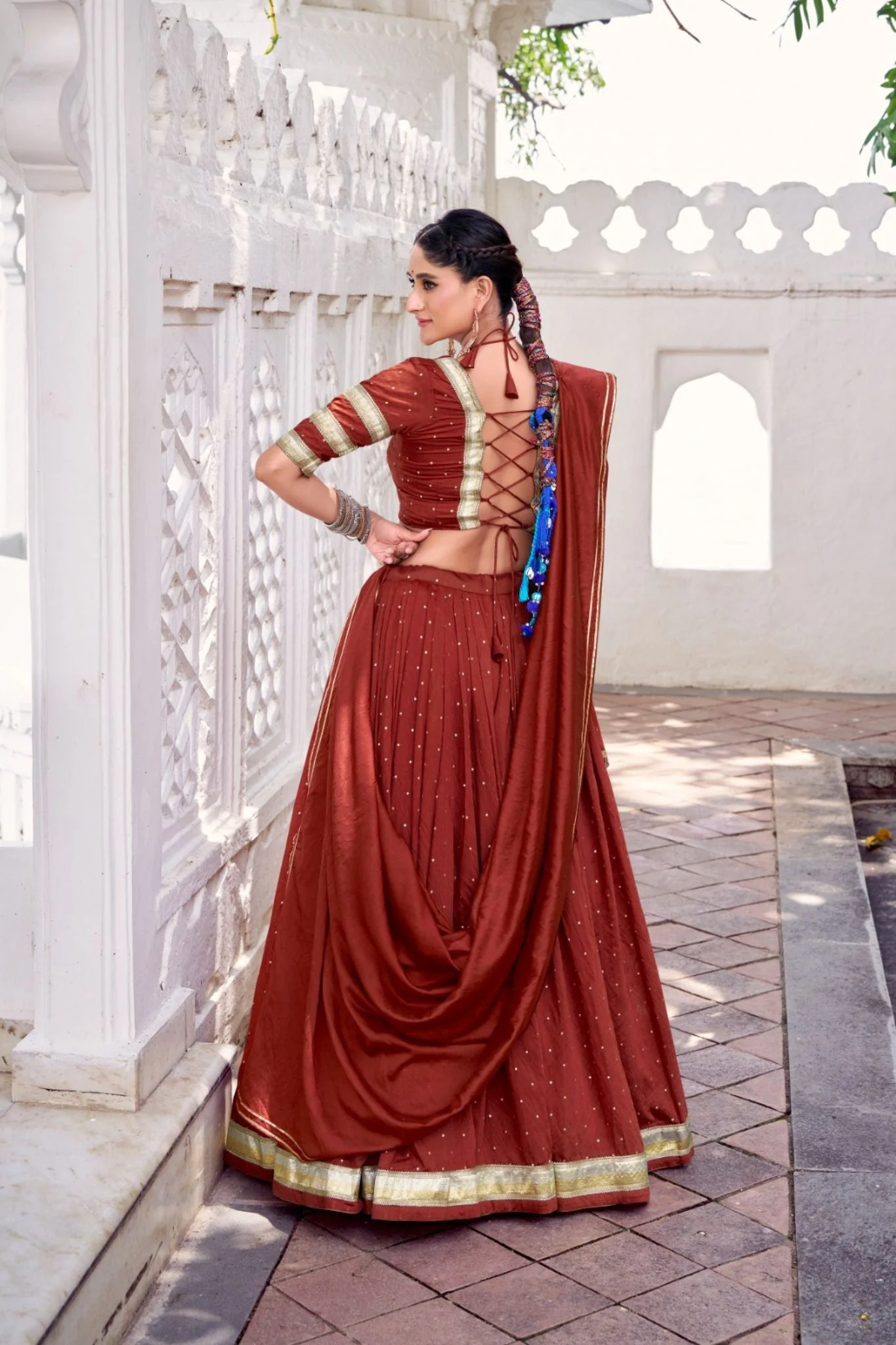 Pure Chanderi Zari Weaving Lehenga Choli Set For Festive And Wedding Special - Image 7