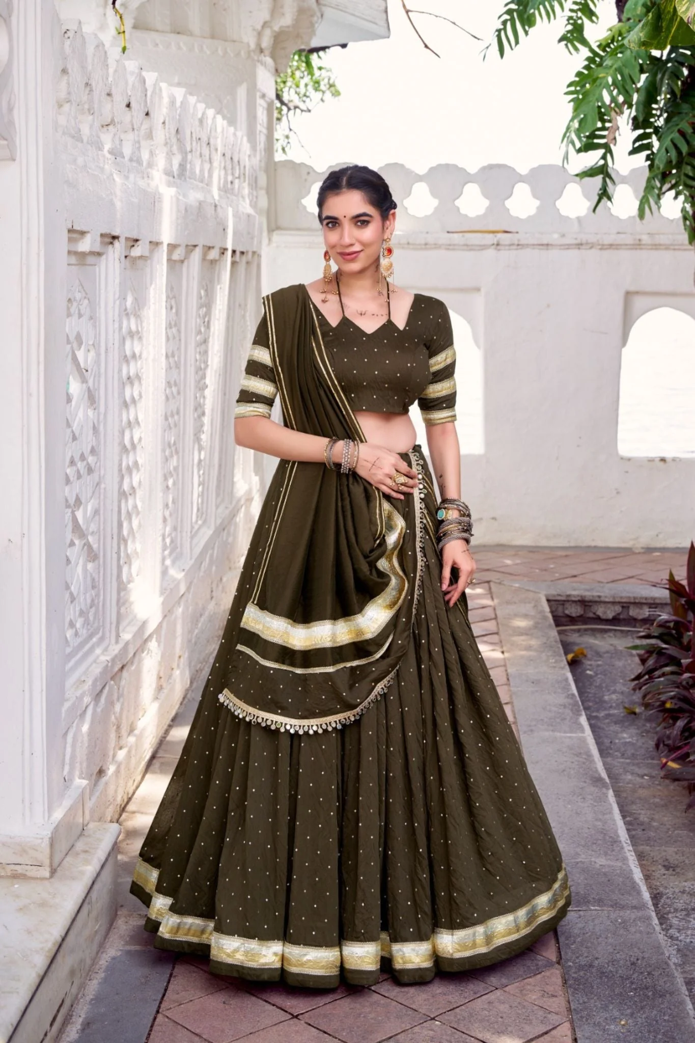 Pure Chanderi Zari Weaving Lehenga Choli Set For Festive And Wedding Special - Image 9
