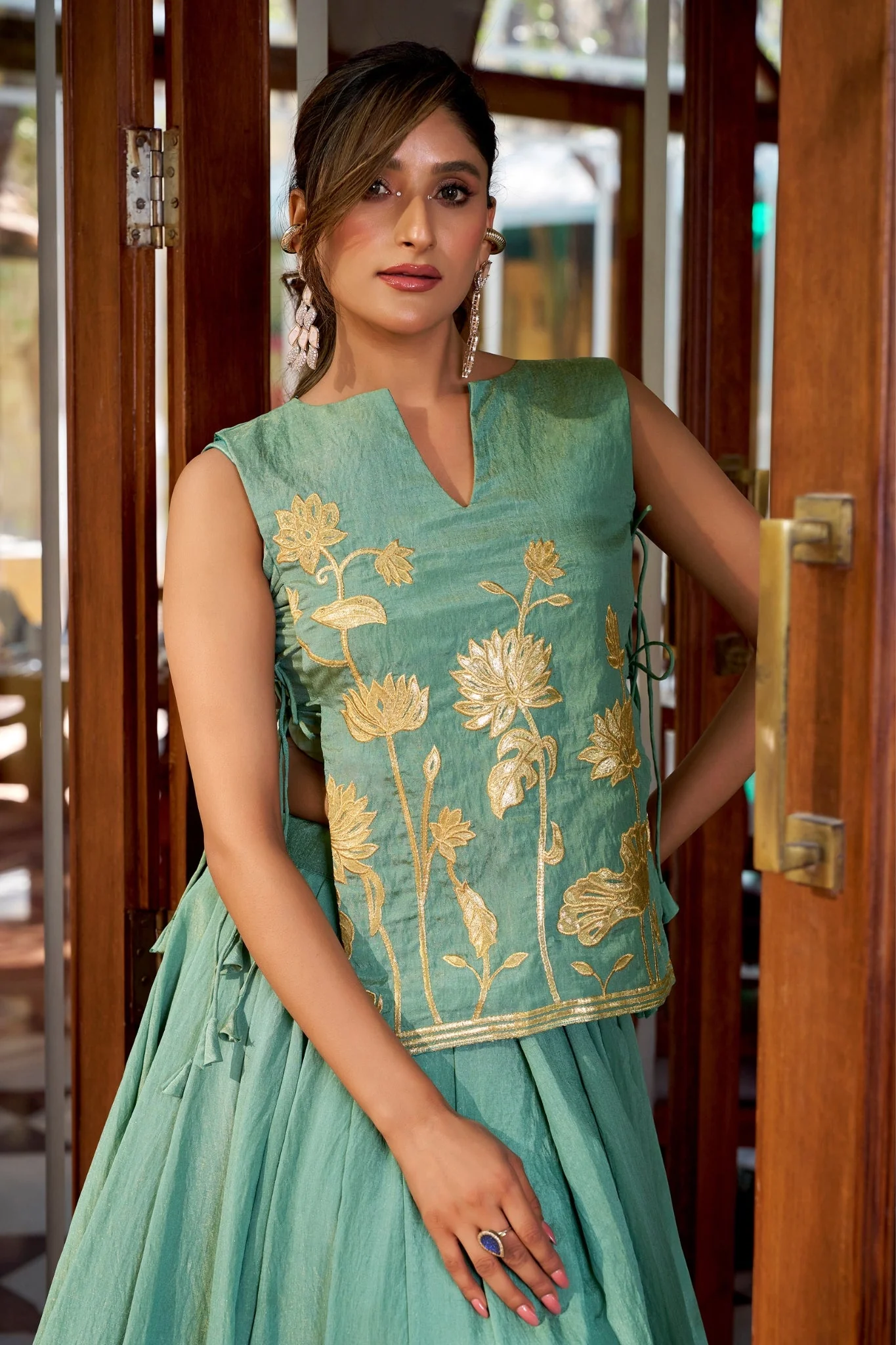 Pure Shimmer Embroidered Lehenga Co-Ord Set - Image 2