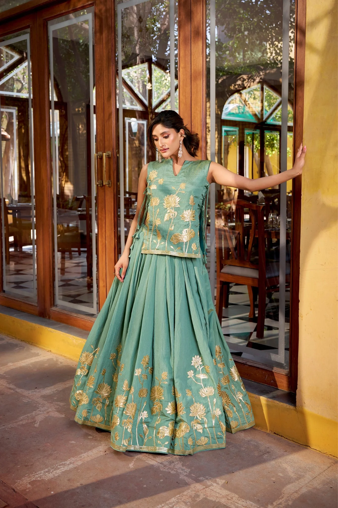 Pure Shimmer Embroidered Lehenga Co-Ord Set - Image 3