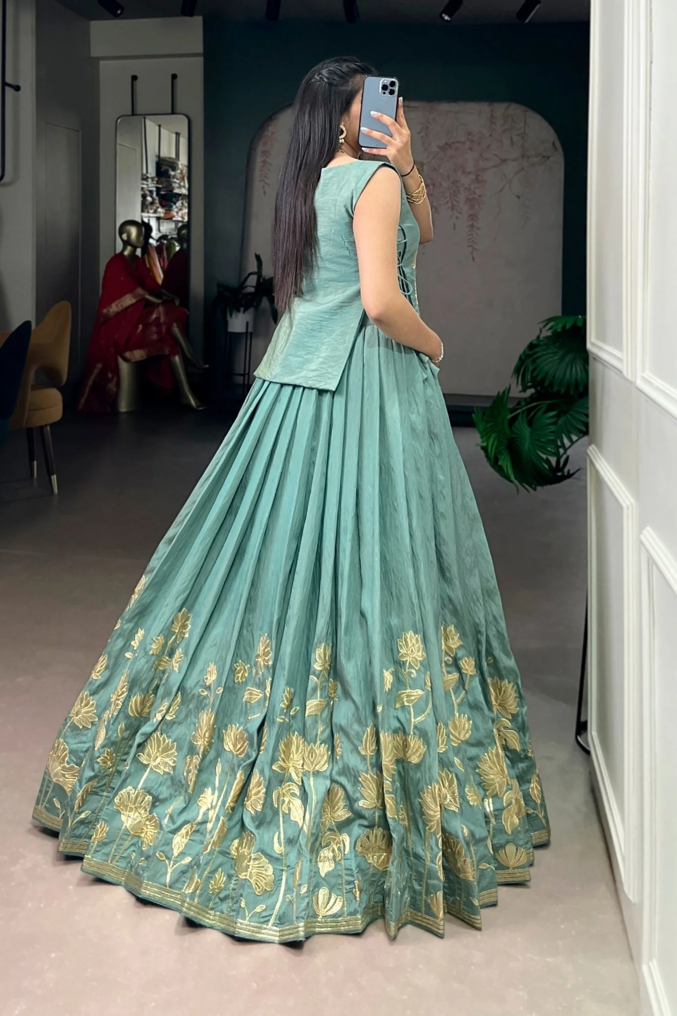 Pure Shimmer Embroidered Lehenga Co-Ord Set - Image 9