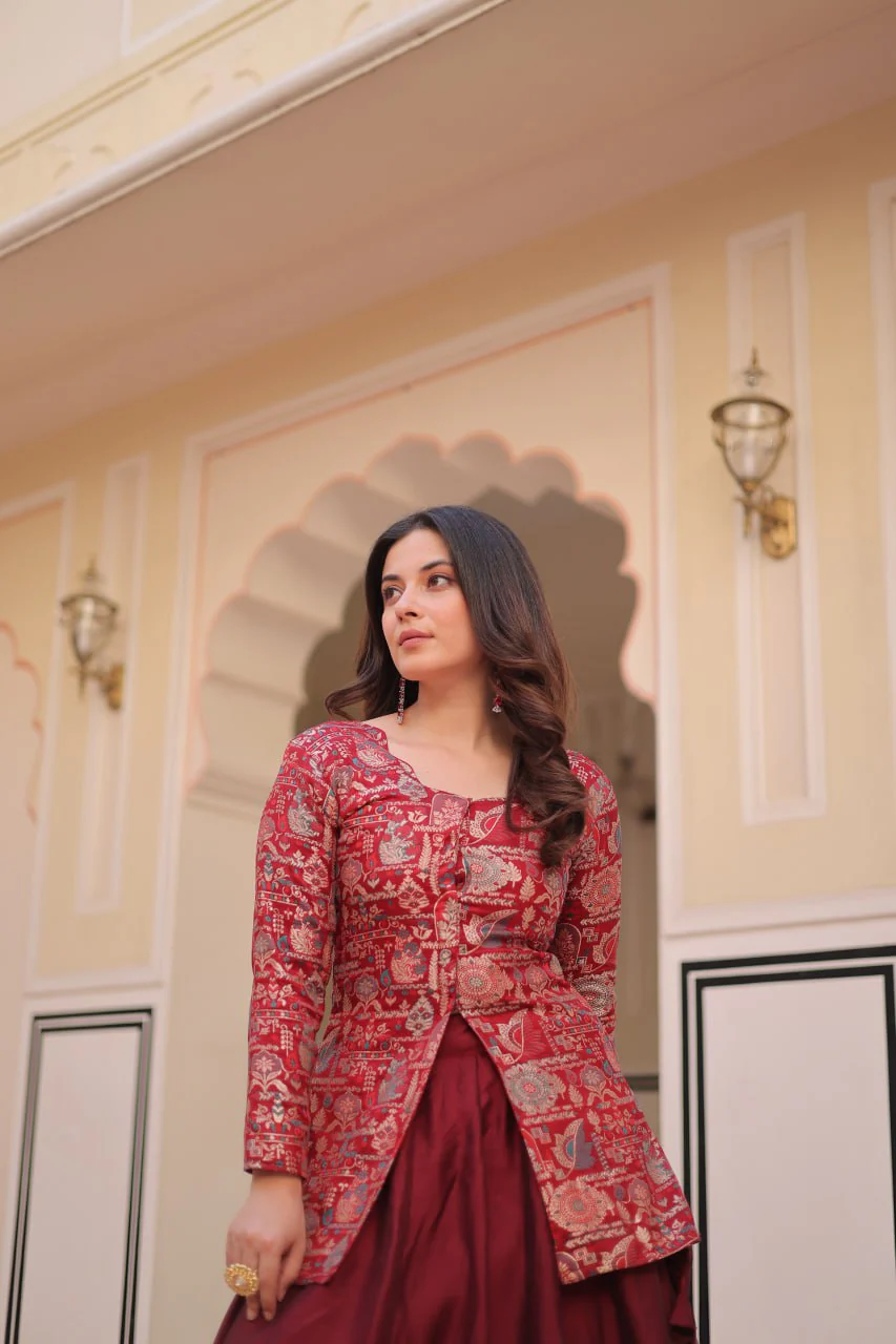 Pure Simmer Vichitra Silk Rich Sequins Kali Pattern Work Women Suit Set - Image 10