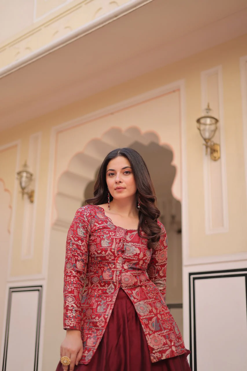 Pure Simmer Vichitra Silk Rich Sequins Kali Pattern Work Women Suit Set - Image 11