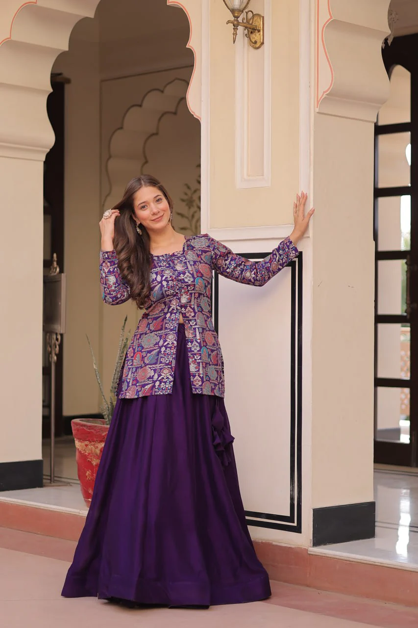 Pure Simmer Vichitra Silk Rich Sequins Kali Pattern Work Women Suit Set - Image 14
