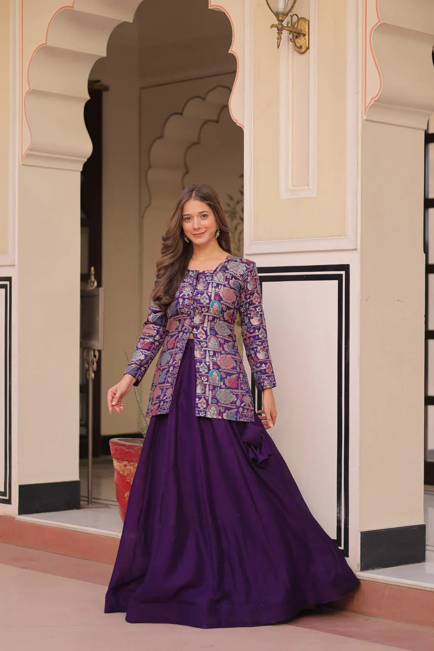 Pure Simmer Vichitra Silk Rich Sequins Kali Pattern Work Women Suit Set - Image 15