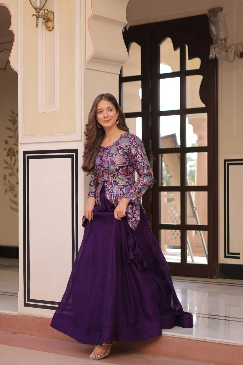 Pure Simmer Vichitra Silk Rich Sequins Kali Pattern Work Women Suit Set - Image 22