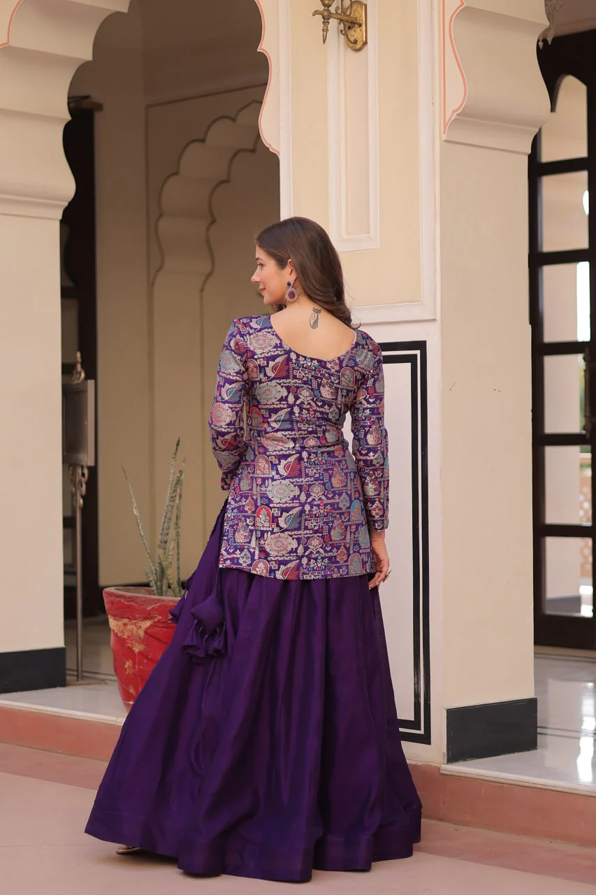 Pure Simmer Vichitra Silk Rich Sequins Kali Pattern Work Women Suit Set - Image 24