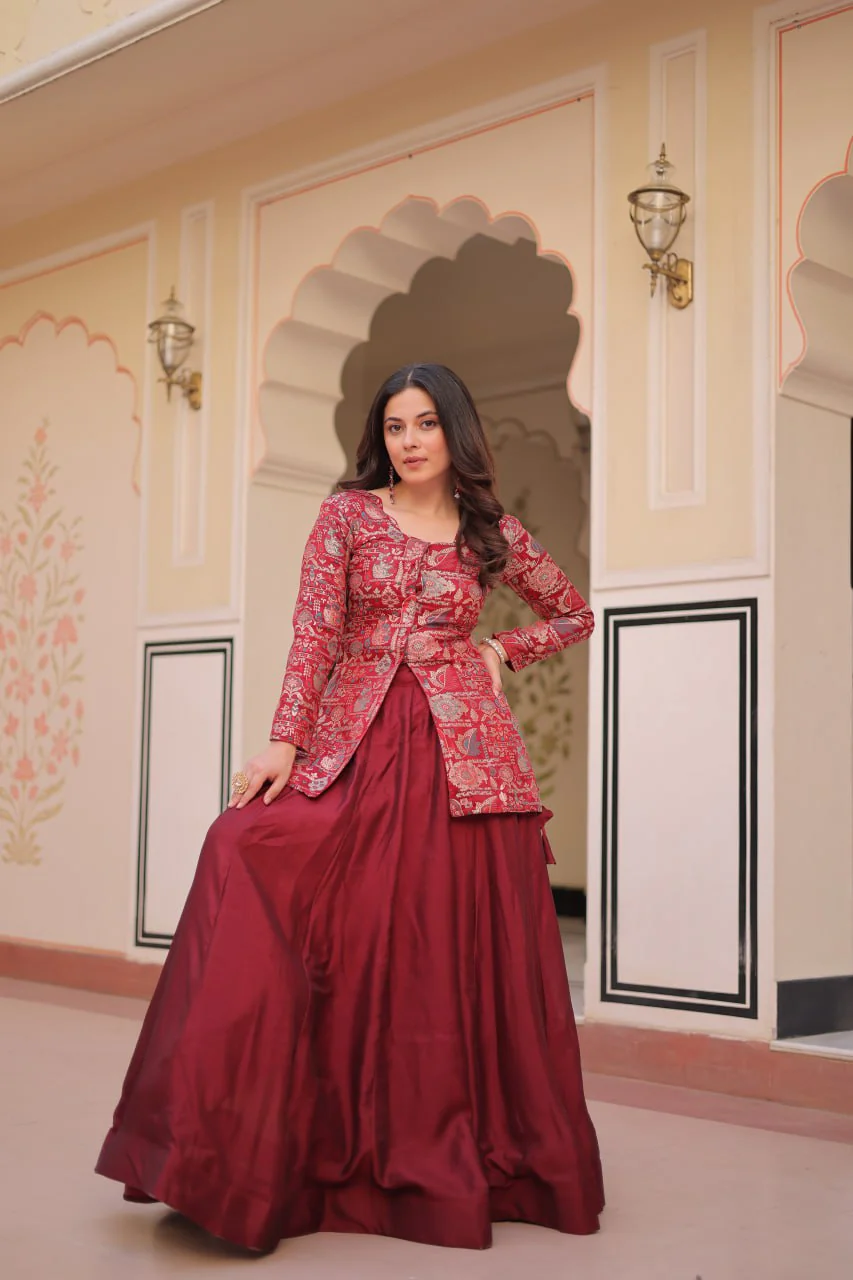 Pure Simmer Vichitra Silk Rich Sequins Kali Pattern Work Women Suit Set - Image 3