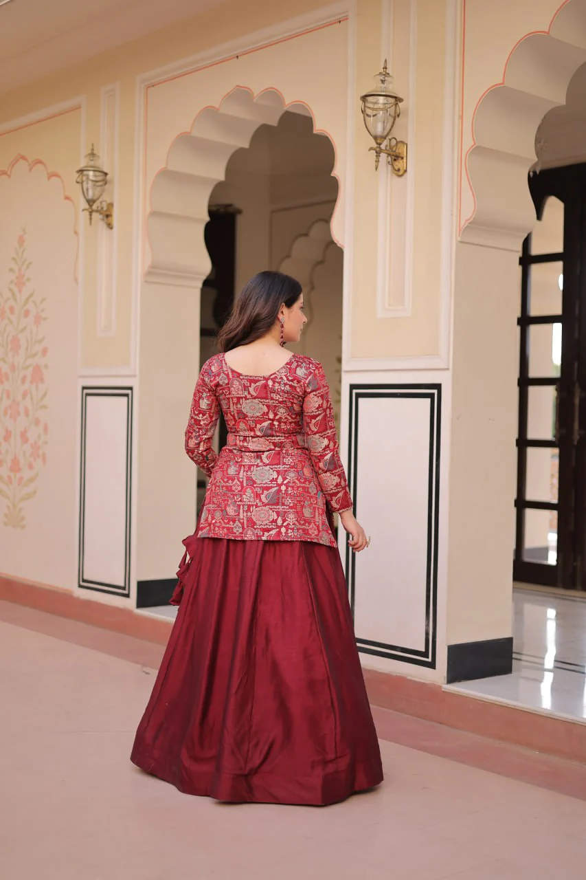 Pure Simmer Vichitra Silk Rich Sequins Kali Pattern Work Women Suit Set - Image 8