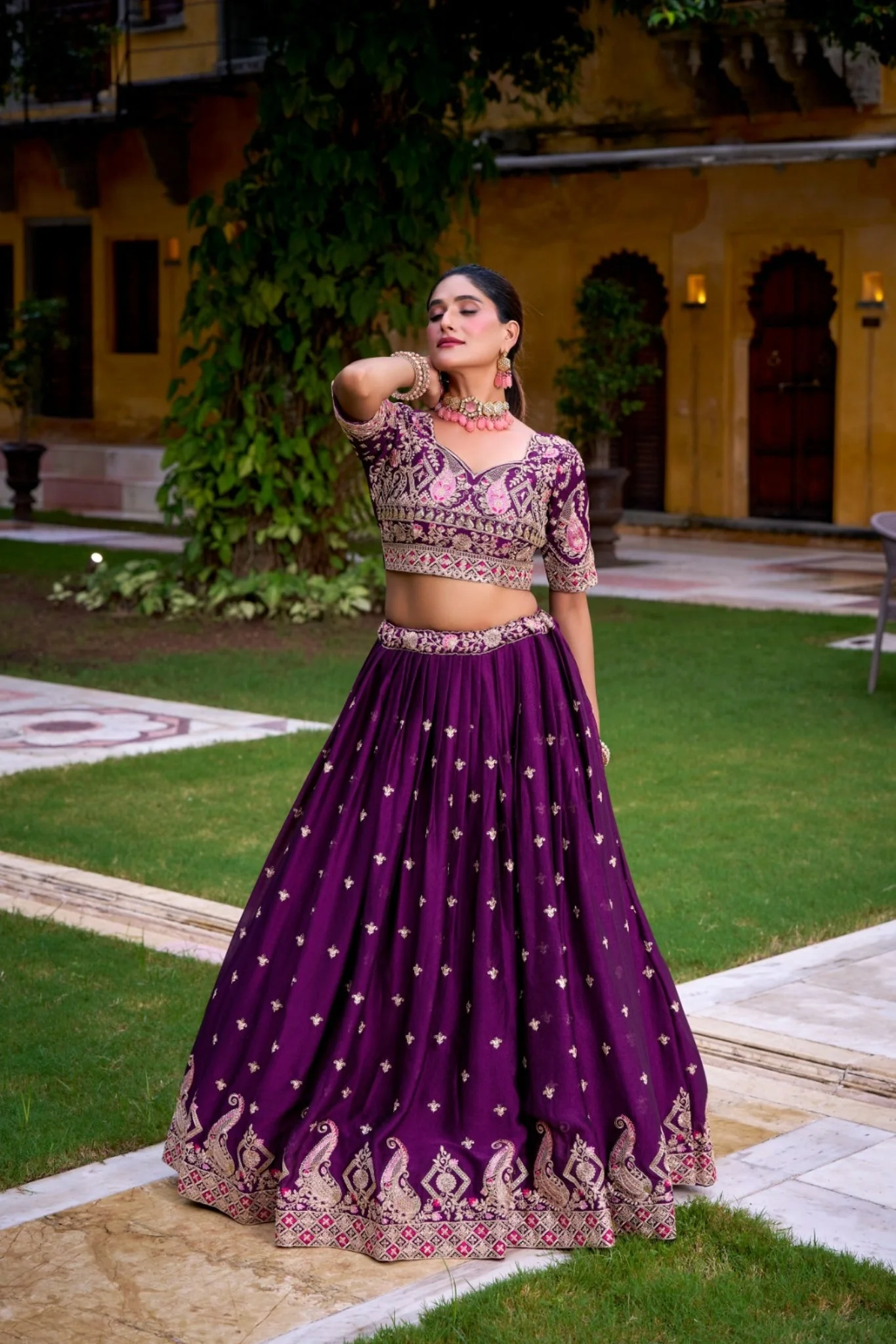 Rangoli Crush Special Designer Luxury Wedding Purple Lehenga Choli - Image 3