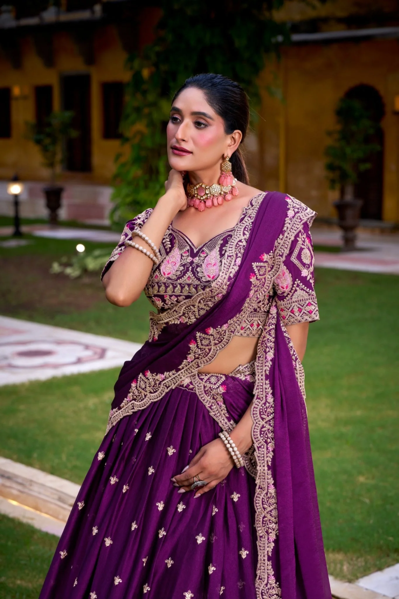 Rangoli Crush Special Designer Luxury Wedding Purple Lehenga Choli - Image 4
