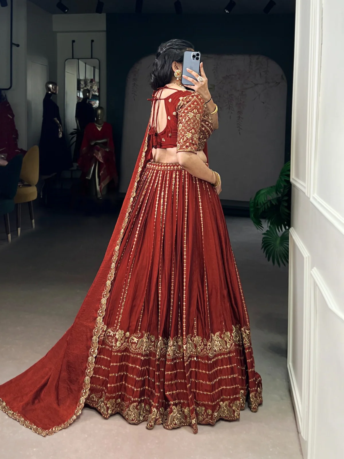 Regal Maroon Rangoli Silk Lehenga Choli Set With Dupatta - Image 2