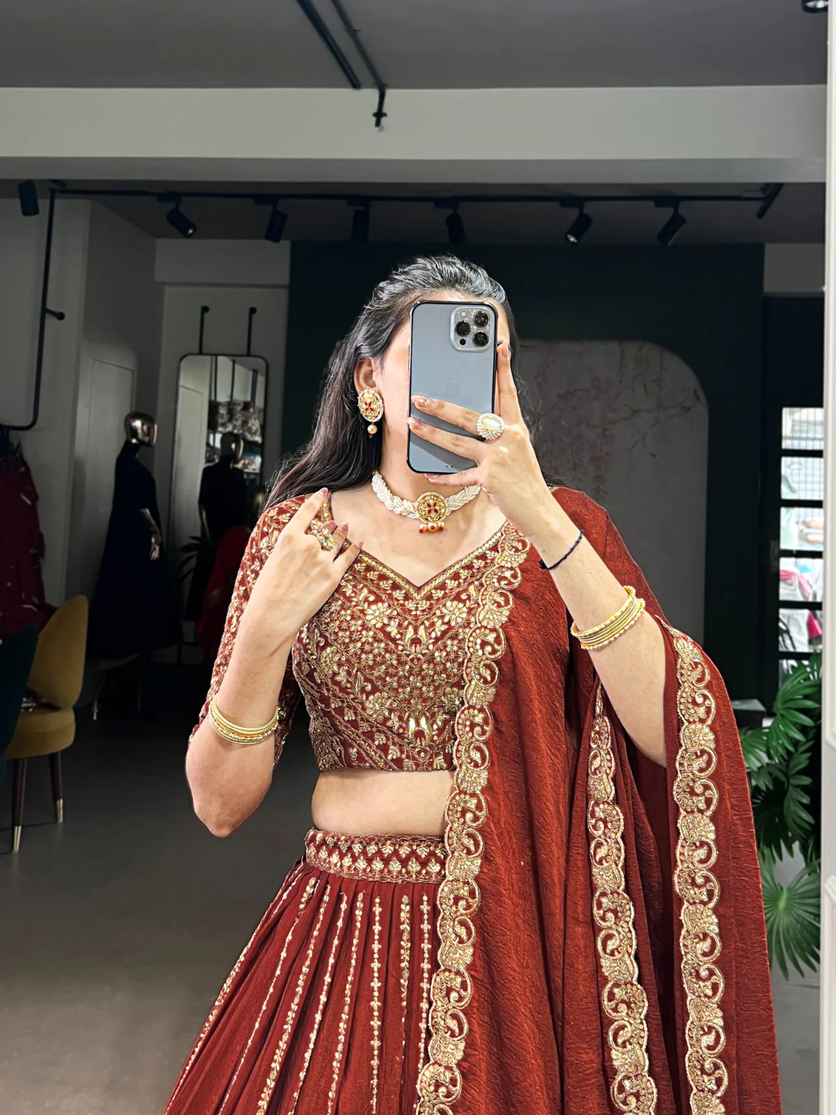 Regal Maroon Rangoli Silk Lehenga Choli Set With Dupatta - Image 4