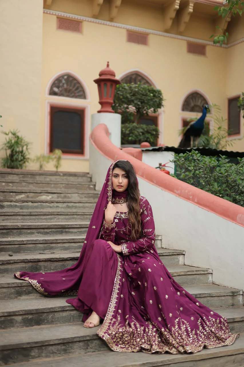 Rich Sequins Embroidered Work Women Suit Set - Image 27