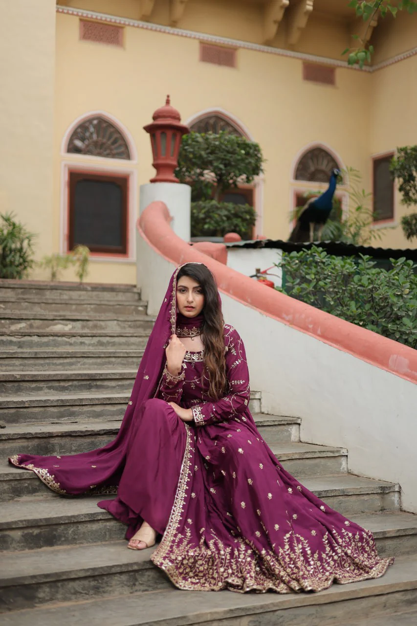 Rich Sequins Embroidered Work Women Suit Set - Image 28
