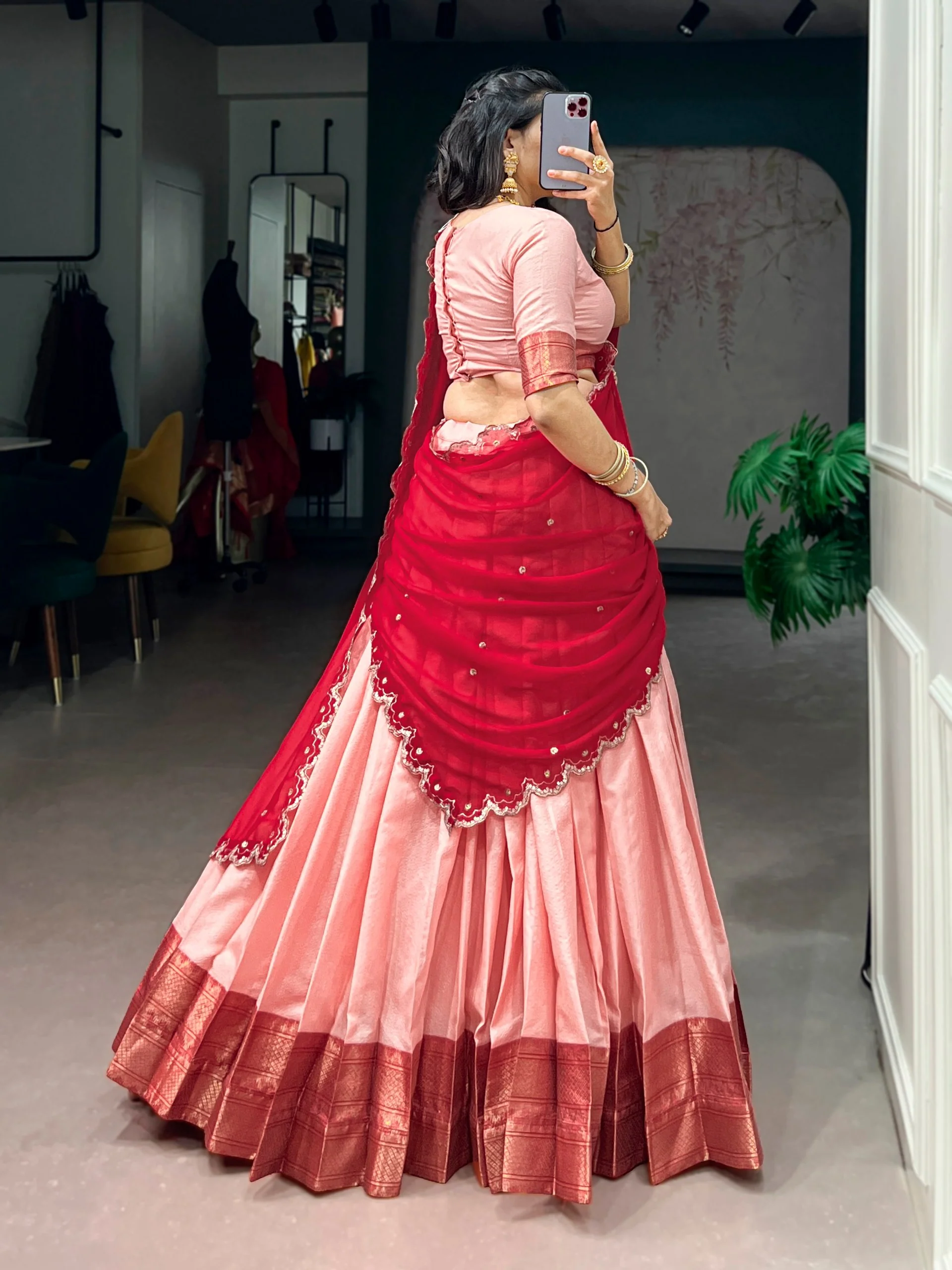 Royal Cotton Silk Heavy Flair Lehenga with Designer Dupatta - Image 4
