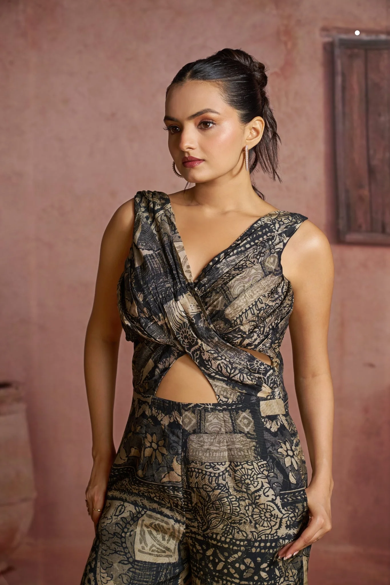 Royal Noir Luxe Muslin Silk Printed Jumpsuit - Image 5