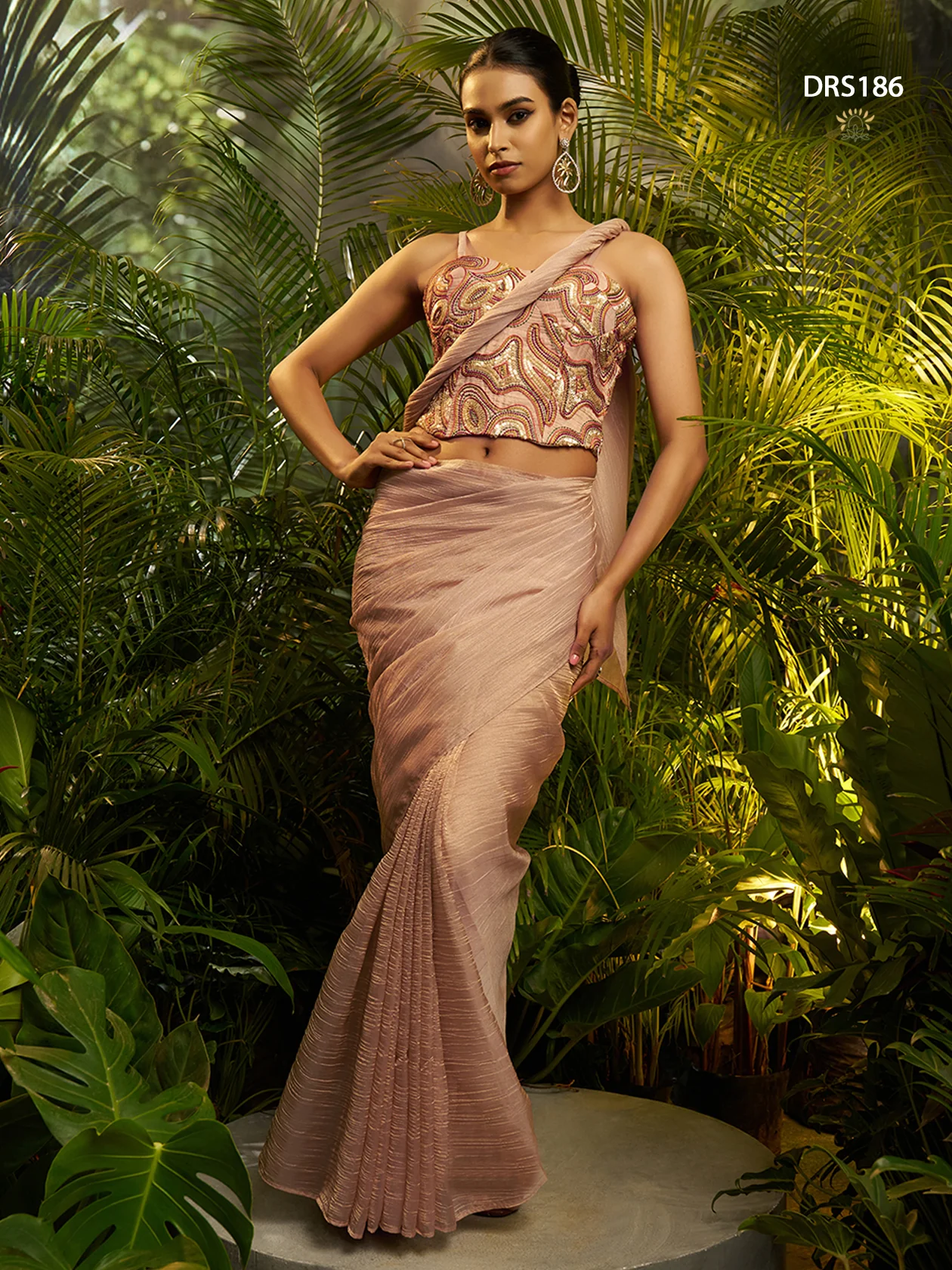 Royal Pure Tissue Designer Ready-to-Wear Saree with Heavy Embroidered Blouse - Image 3