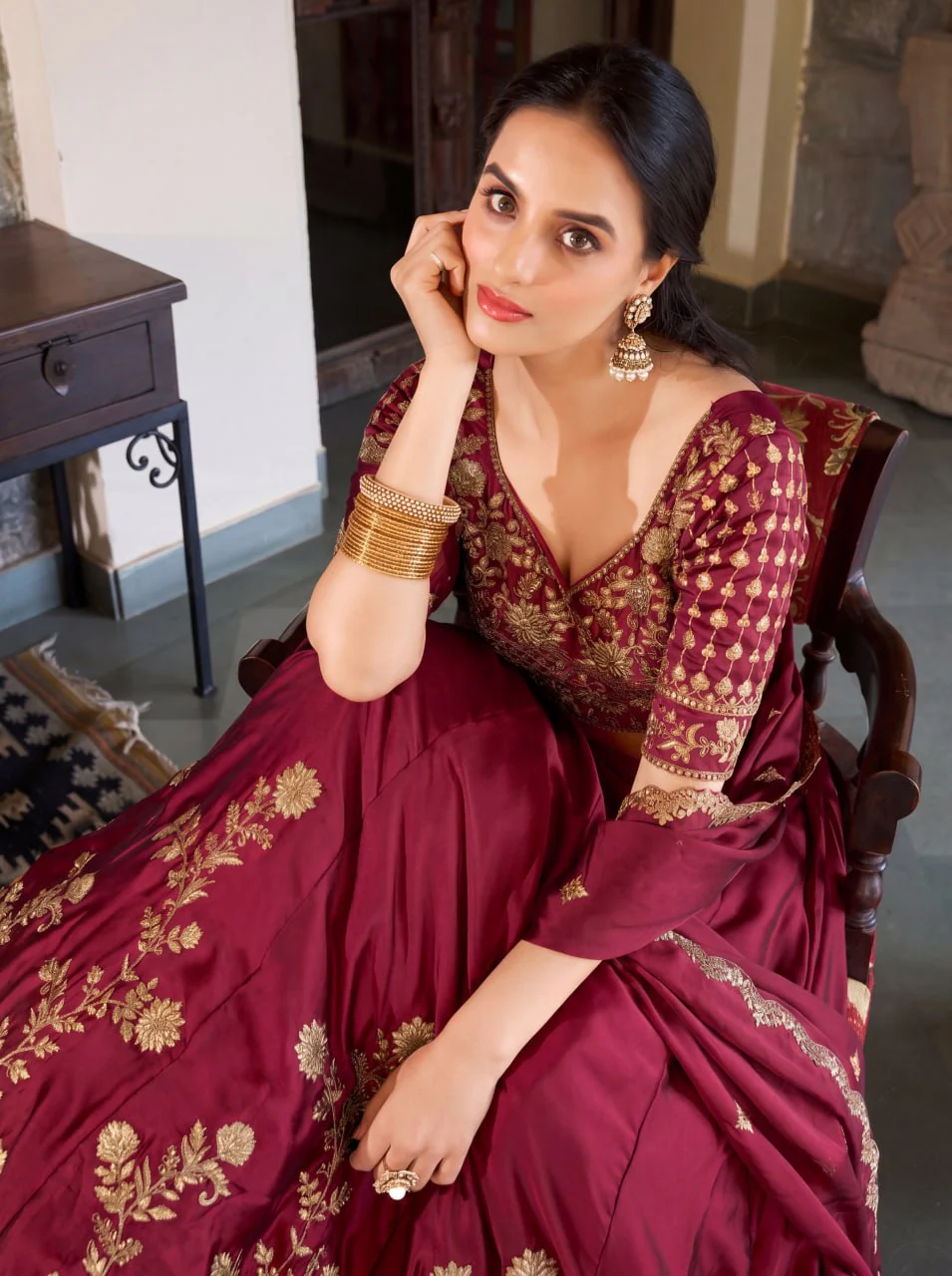 Royal Rangoli Silk Zari Dori Sequins Work Lehenga Choli Set with Designer Cutwork Dupatta - Image 5