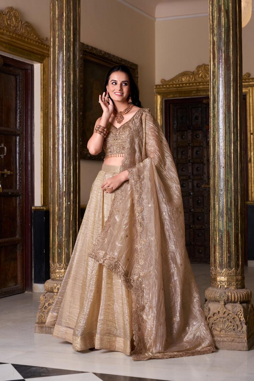 Gold Crush Elegant Lehenga Choli Set With Dupatta - Image 2
