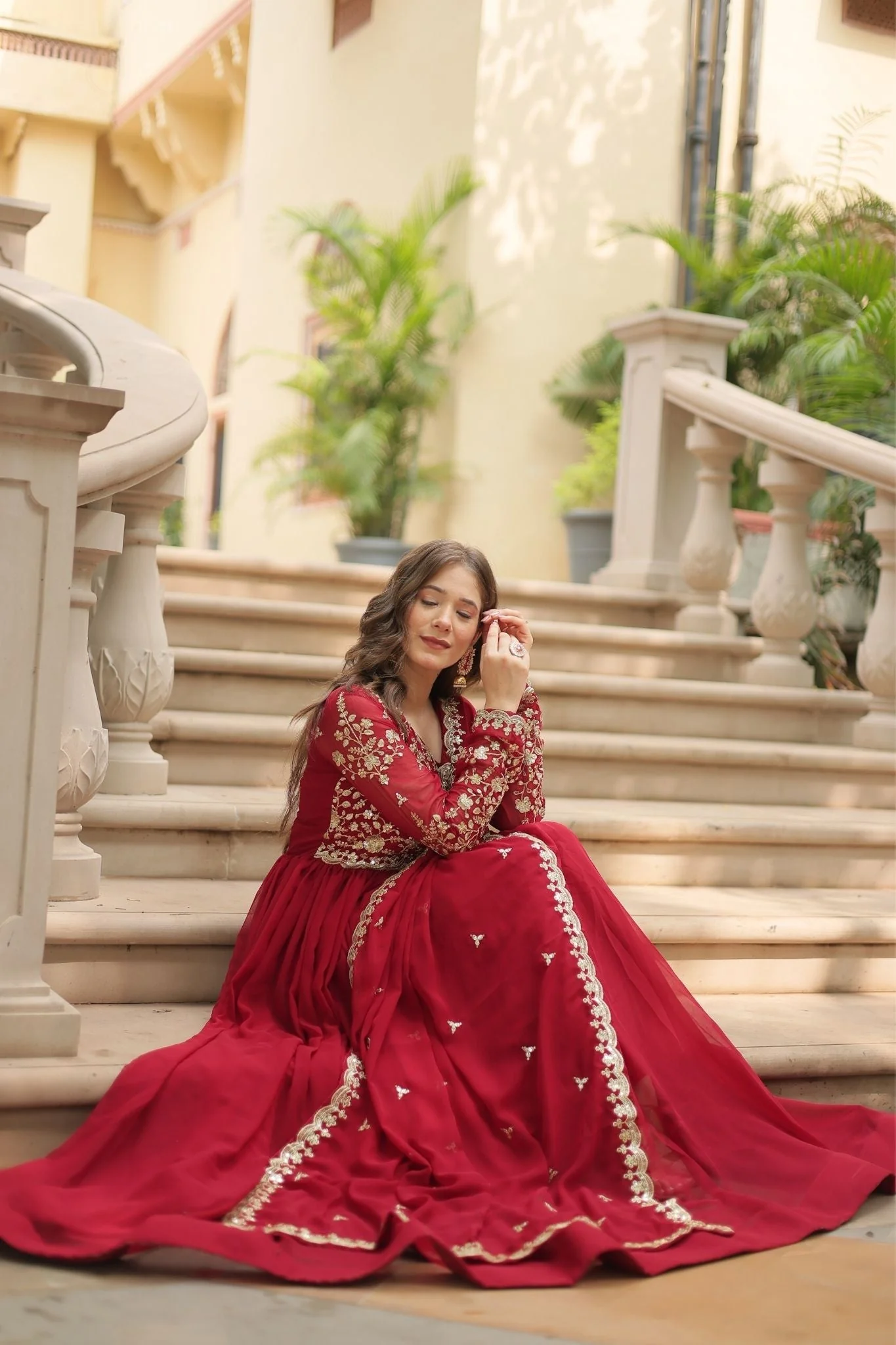 Sequins Multi Embroidered Work Anarkali Gown - Image 11