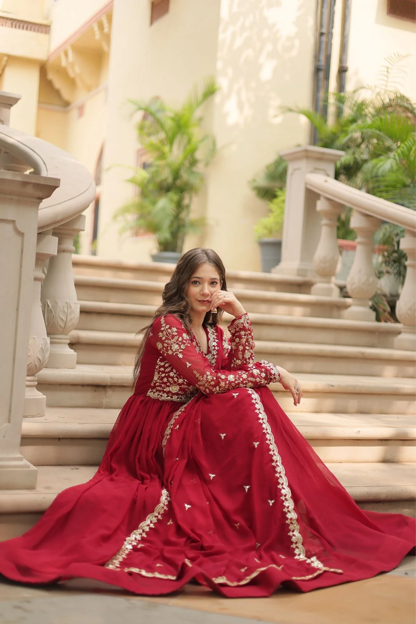 Sequins Multi Embroidered Work Anarkali Gown - Image 12
