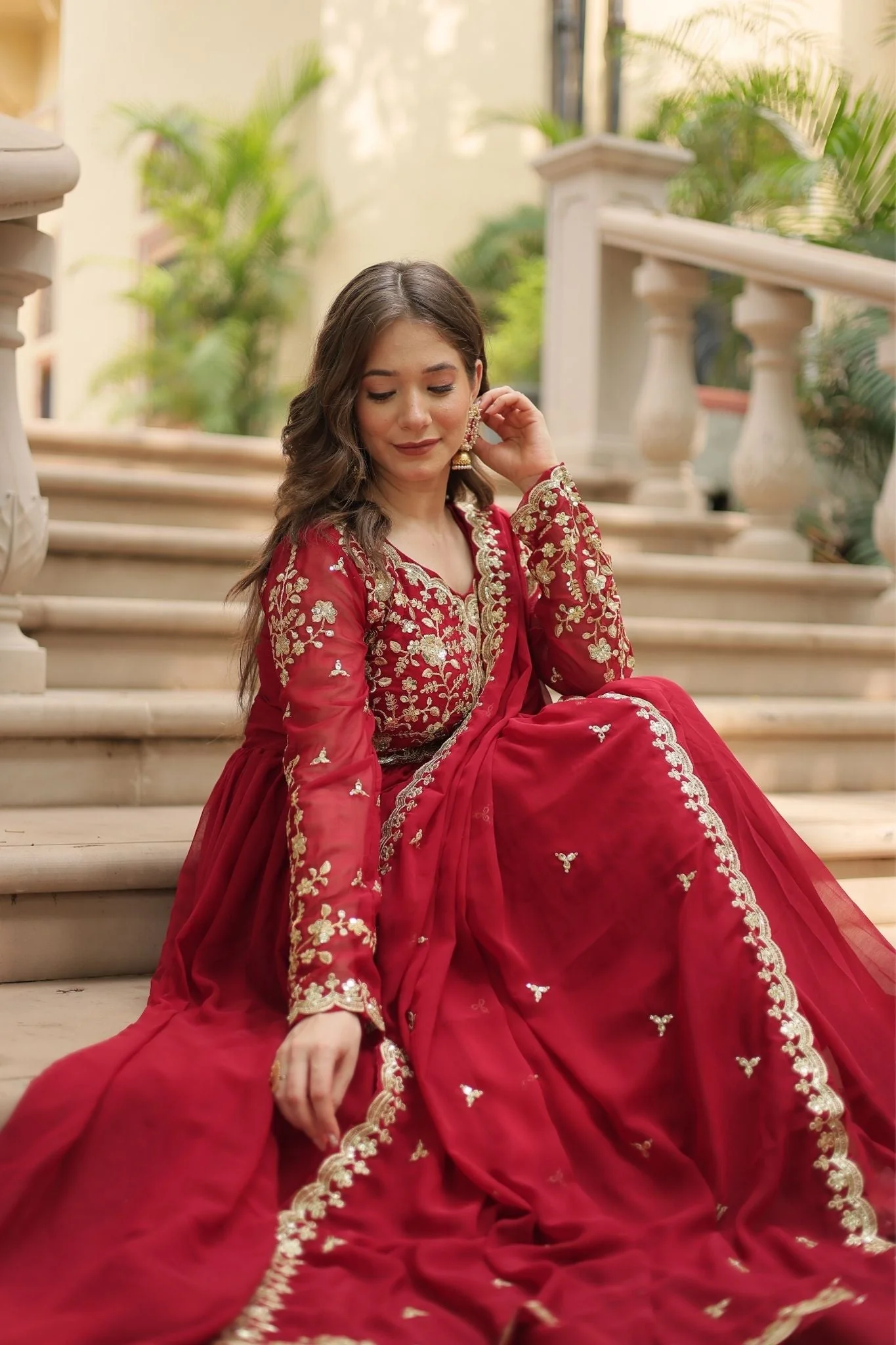 Sequins Multi Embroidered Work Anarkali Gown - Image 13