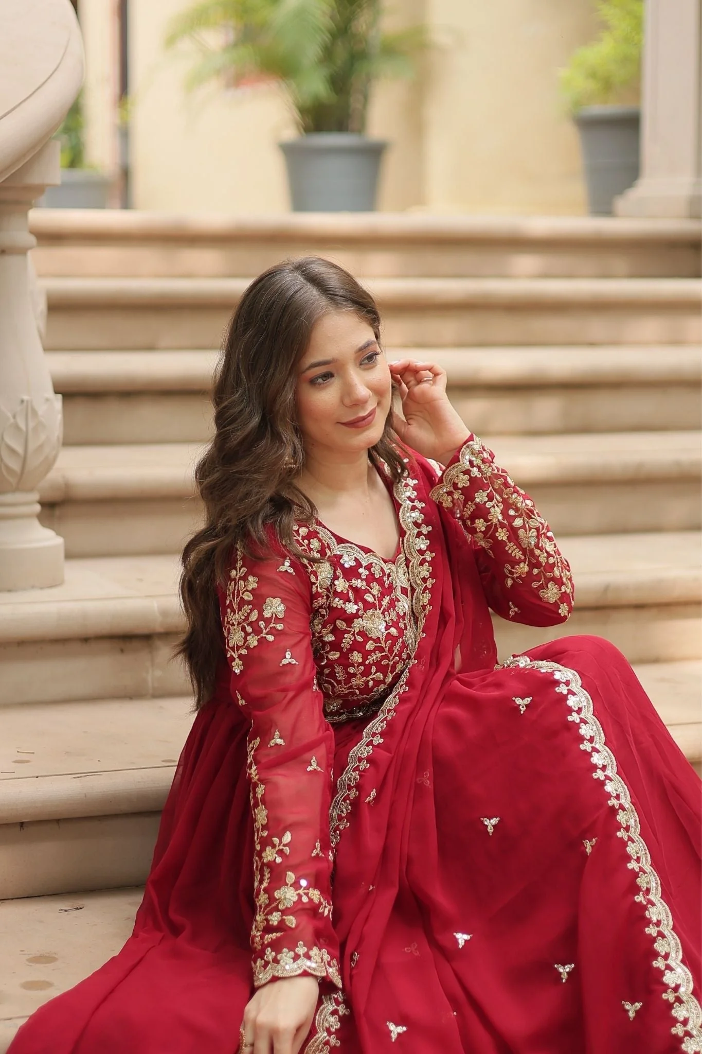 Sequins Multi Embroidered Work Anarkali Gown - Image 15
