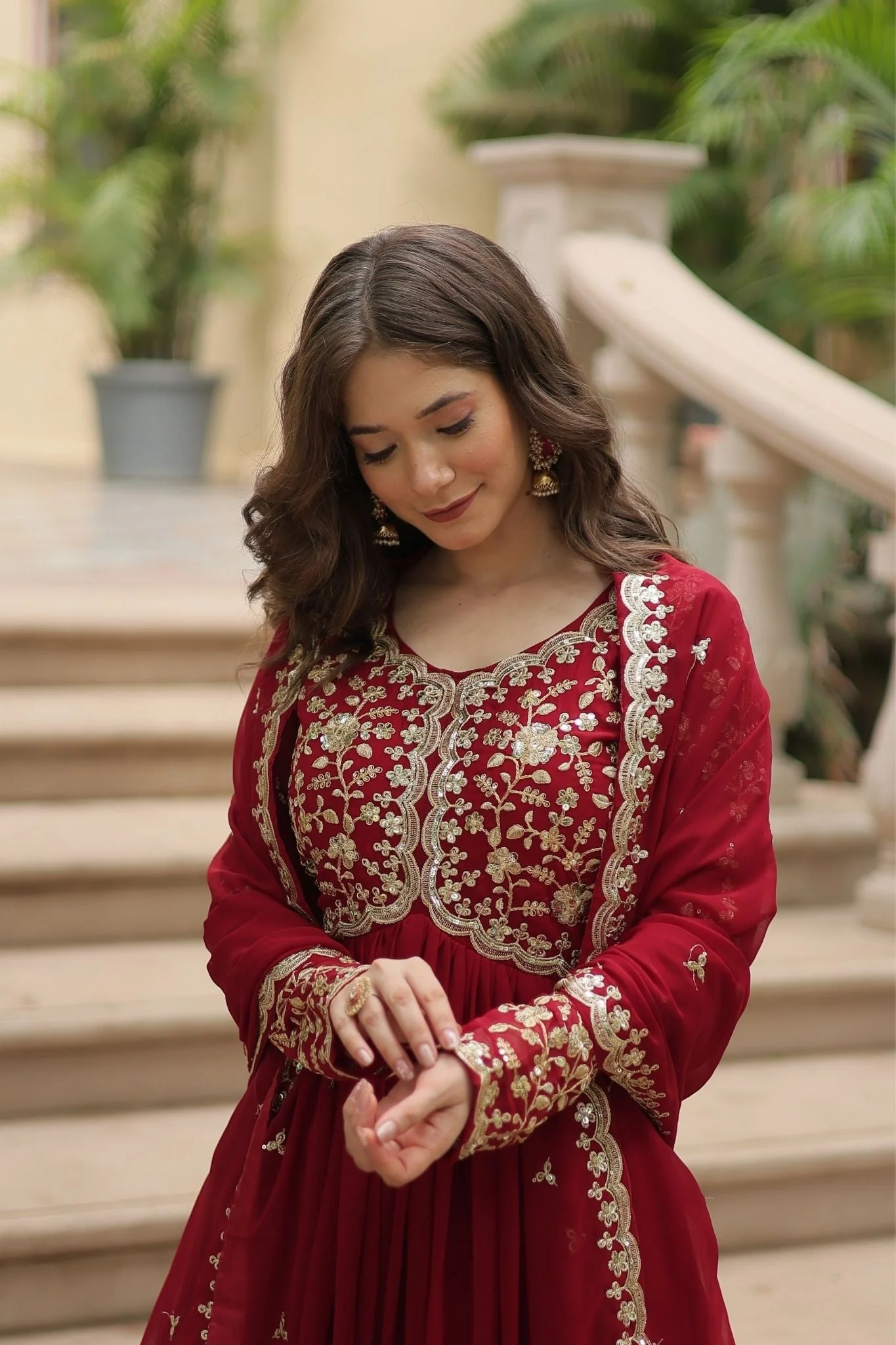 Sequins Multi Embroidered Work Anarkali Gown - Image 18