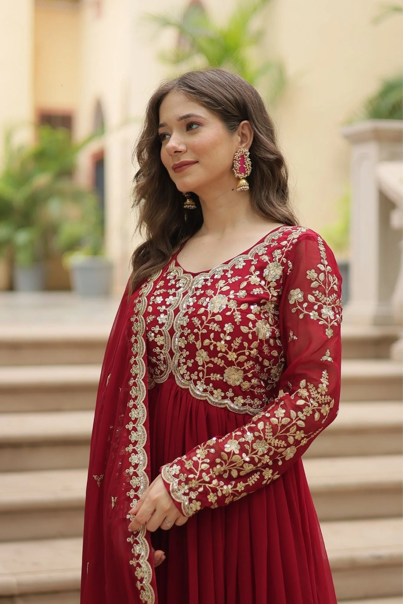 Sequins Multi Embroidered Work Anarkali Gown - Image 22