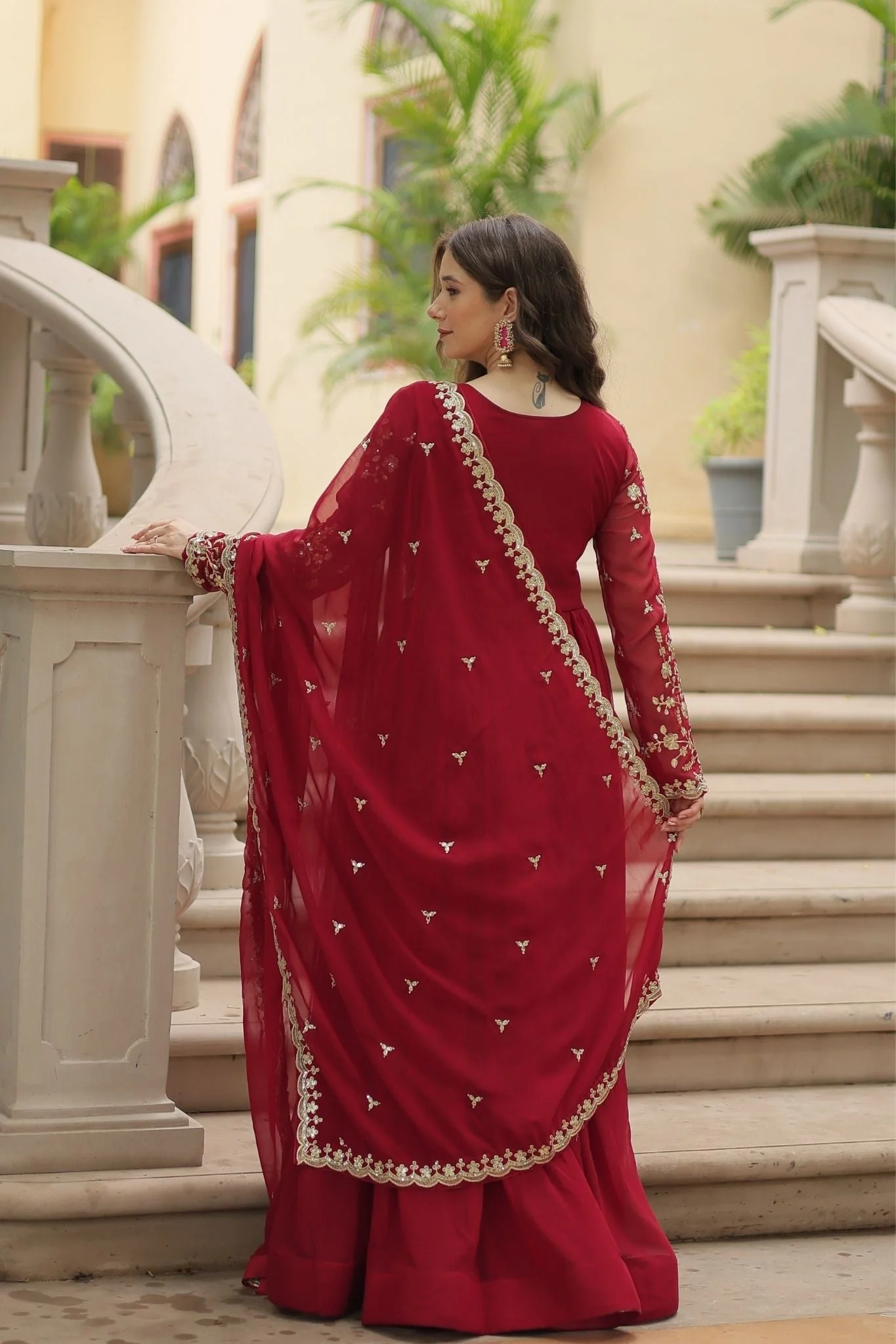 Sequins Multi Embroidered Work Anarkali Gown - Image 23