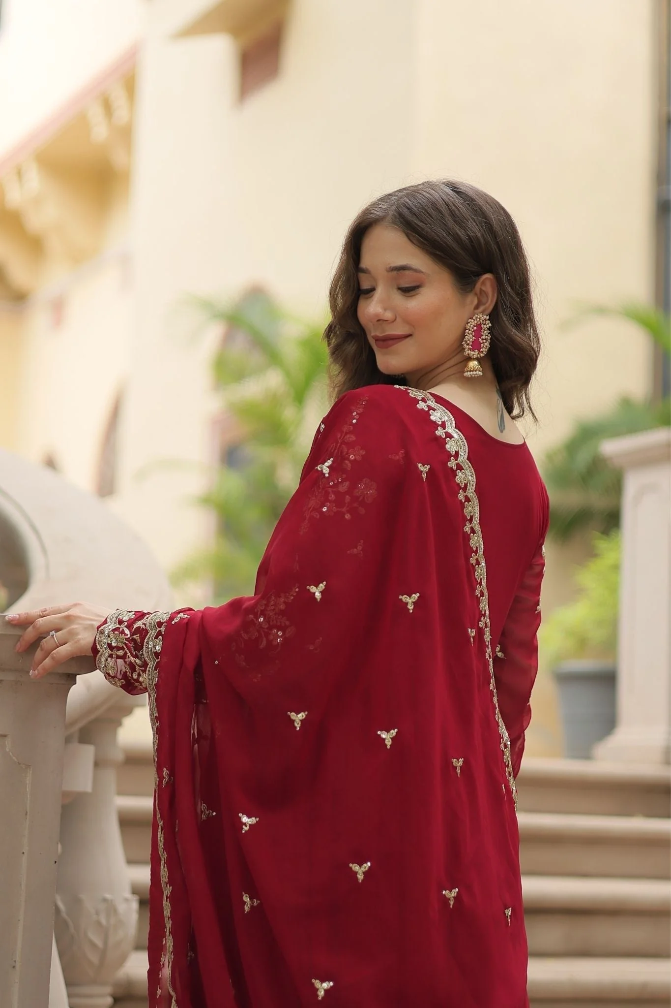 Sequins Multi Embroidered Work Anarkali Gown - Image 25
