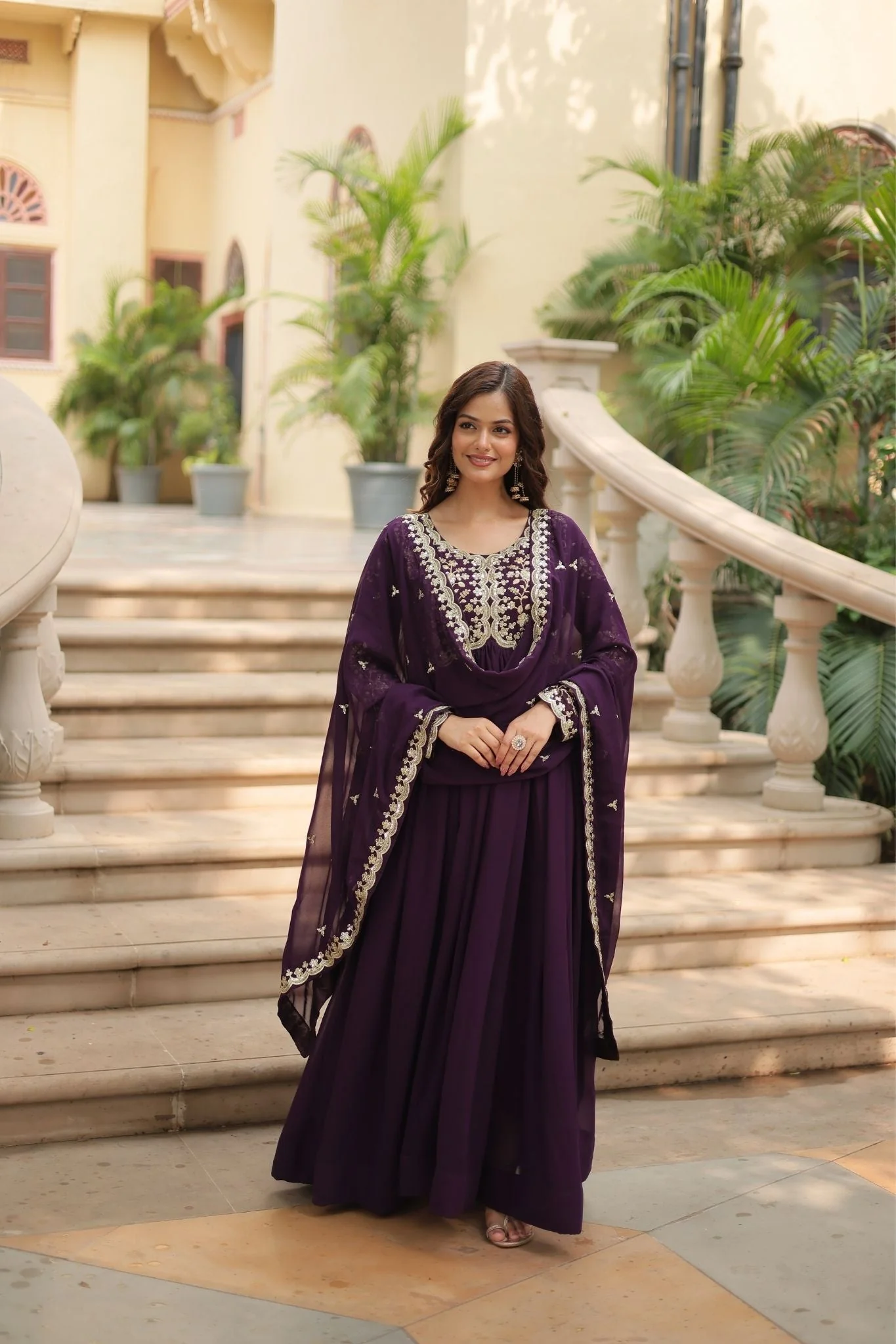 Sequins Multi Embroidered Work Anarkali Gown - Image 26
