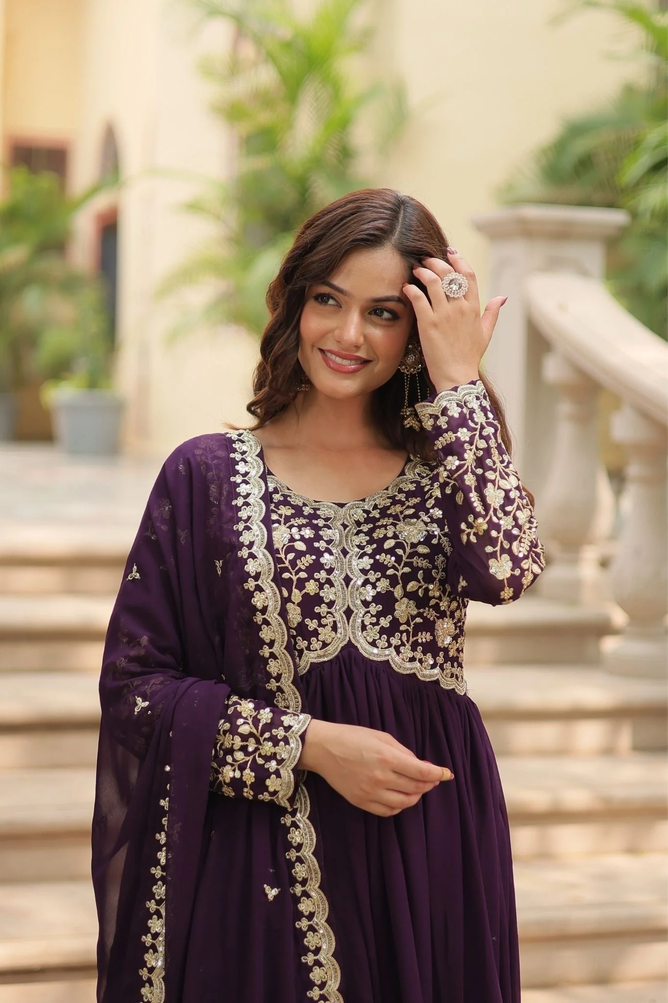 Sequins Multi Embroidered Work Anarkali Gown - Image 38